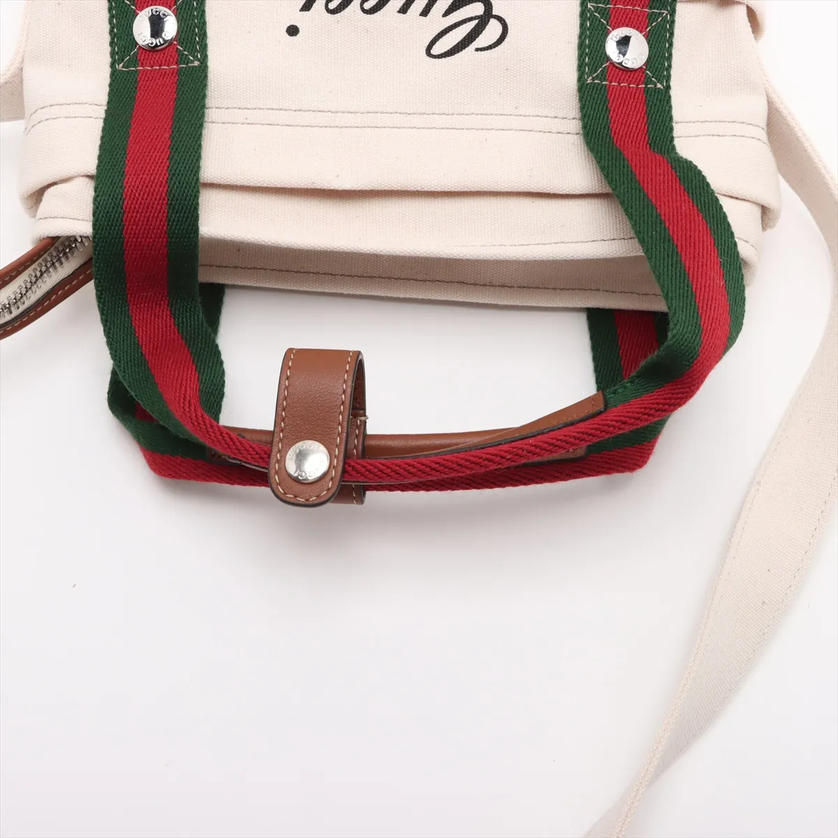 canvas x leather 2WAY handbag beige — view 5