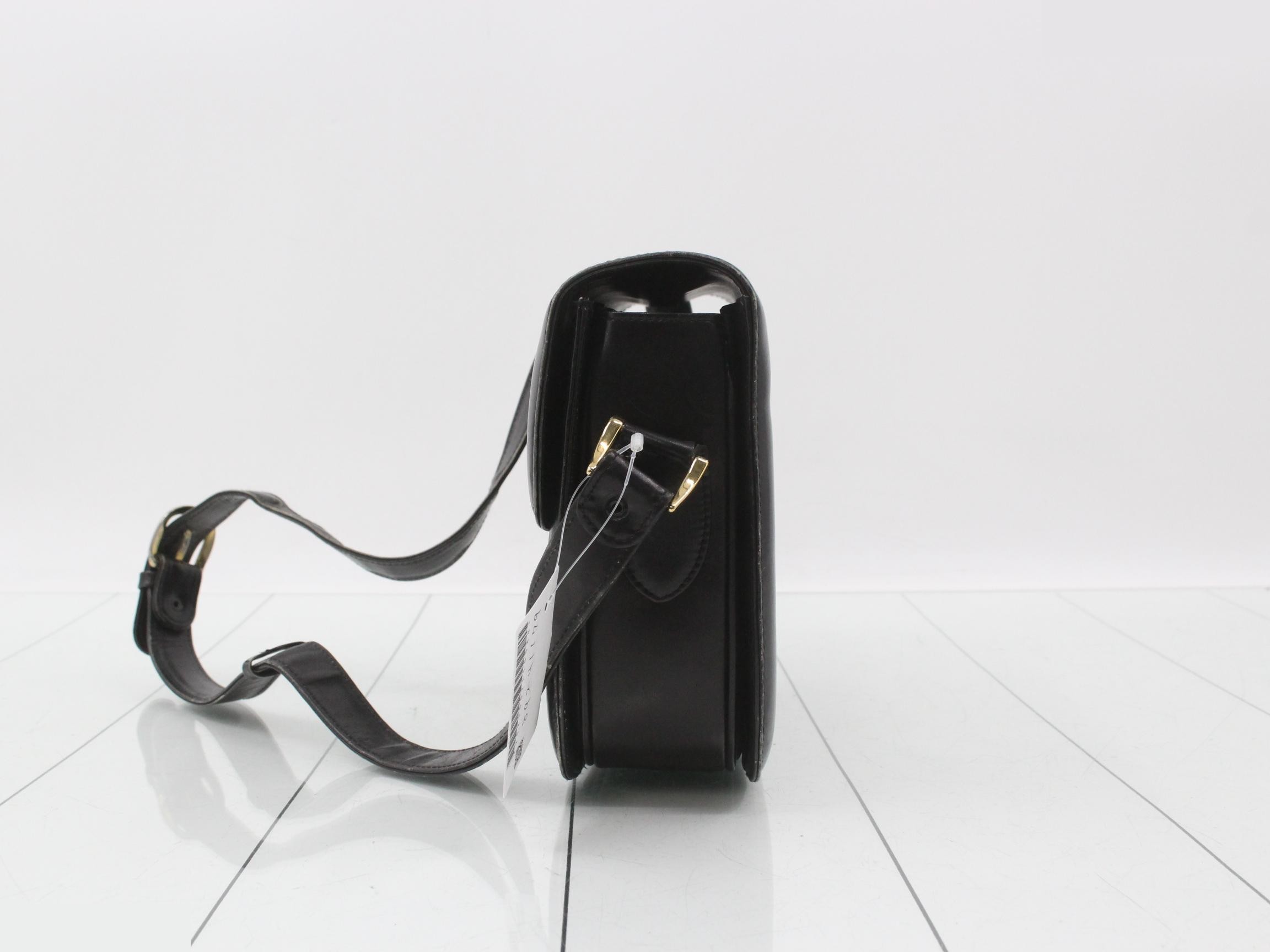 Shoulder bag, carriage hardware, black leather — view 3