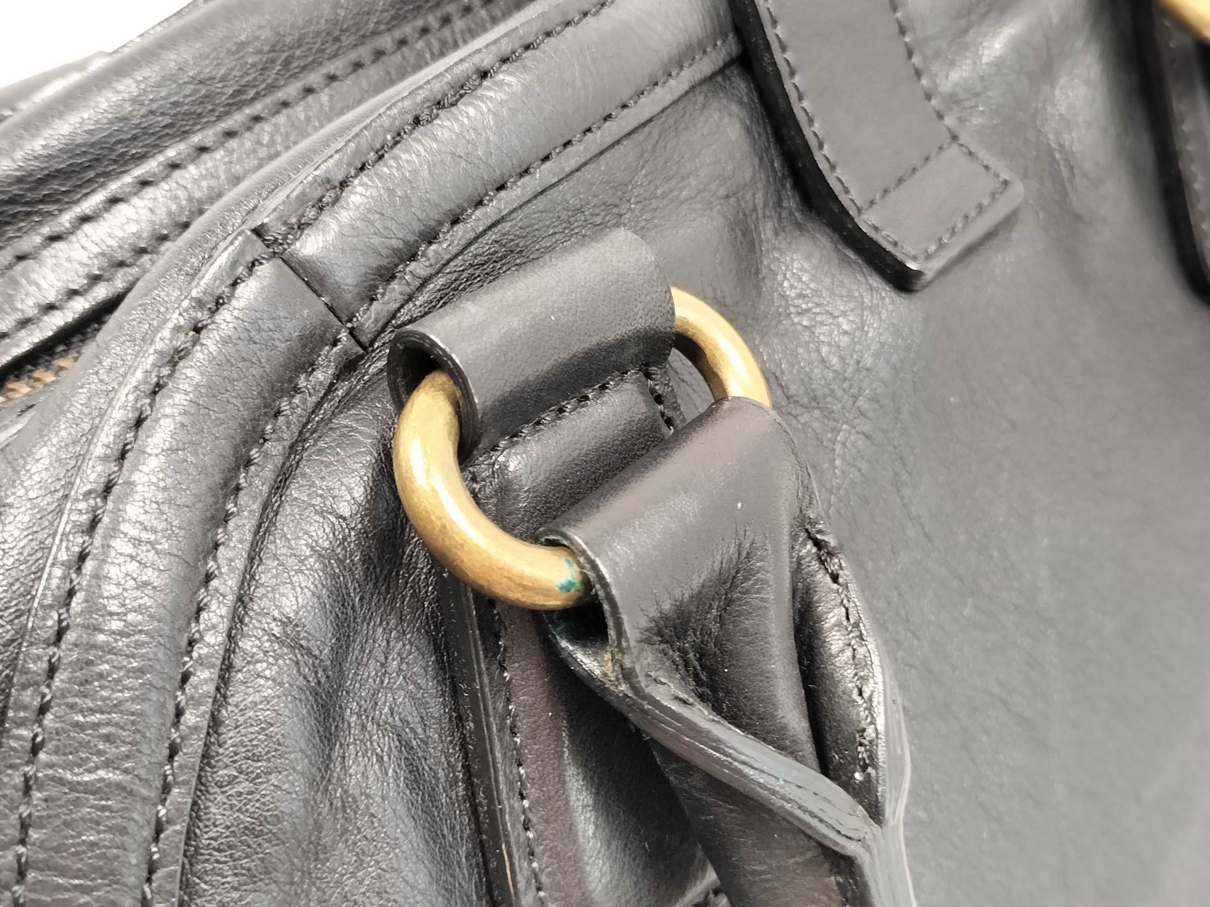 Blue Label BLUE All-Leather Mini Boston Bag, Black, with Padlock and Key. — view 5
