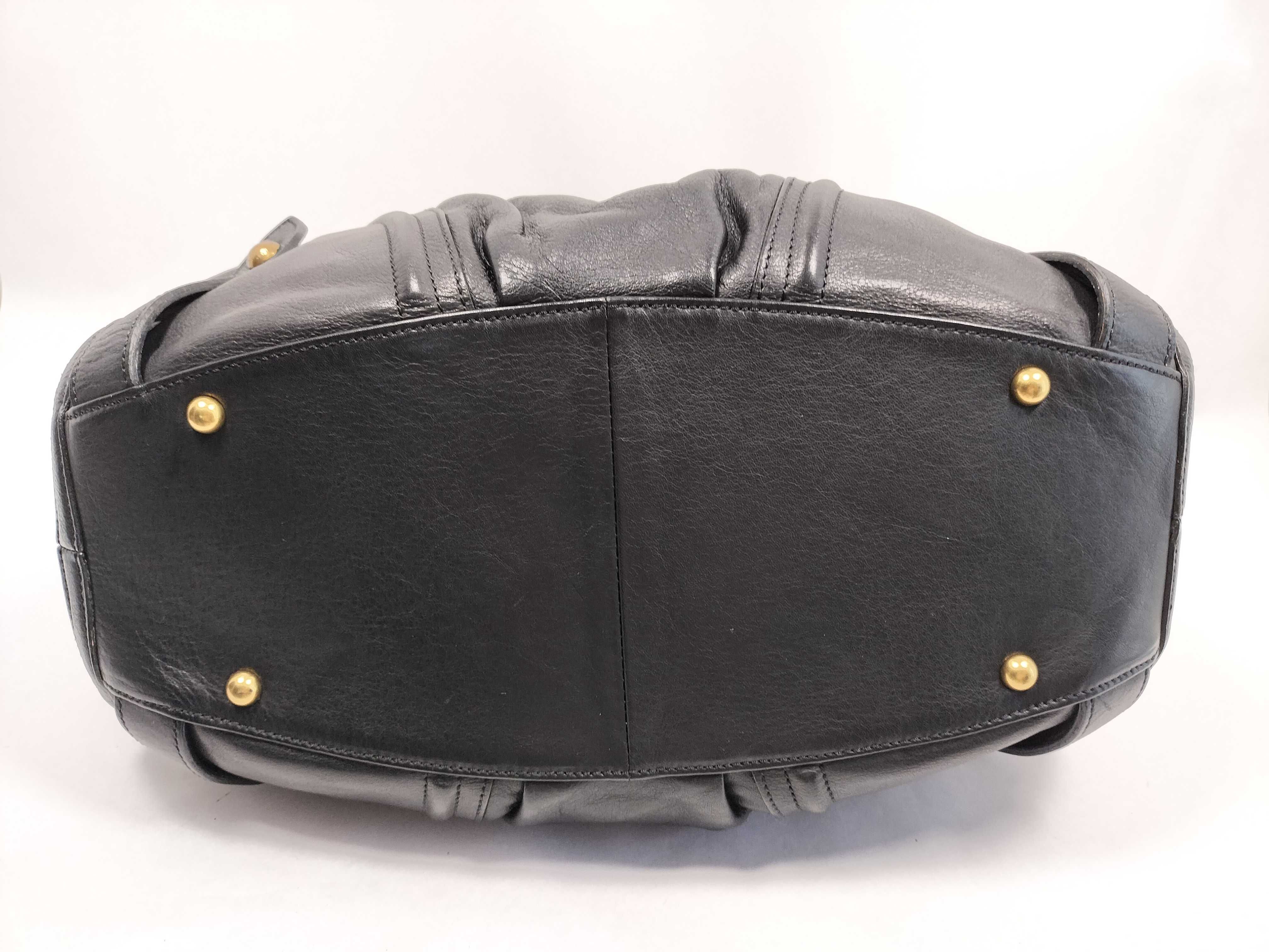 Blue Label BLUE All-Leather Mini Boston Bag, Black, with Padlock and Key. — view 7