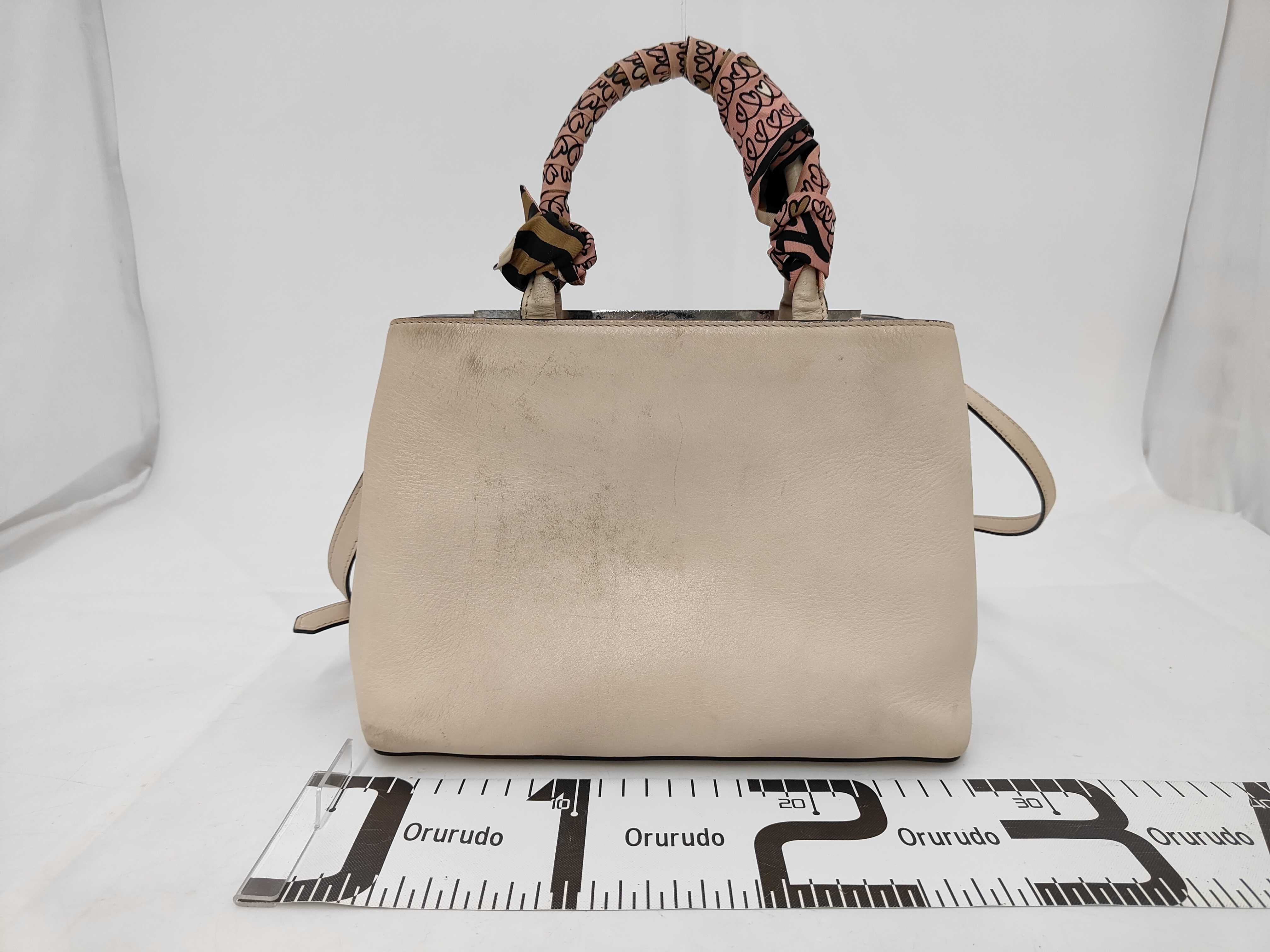 Petite 2Jours 2-Way Handbag, Leather, Beige, with Strap and Scarf. — view 2