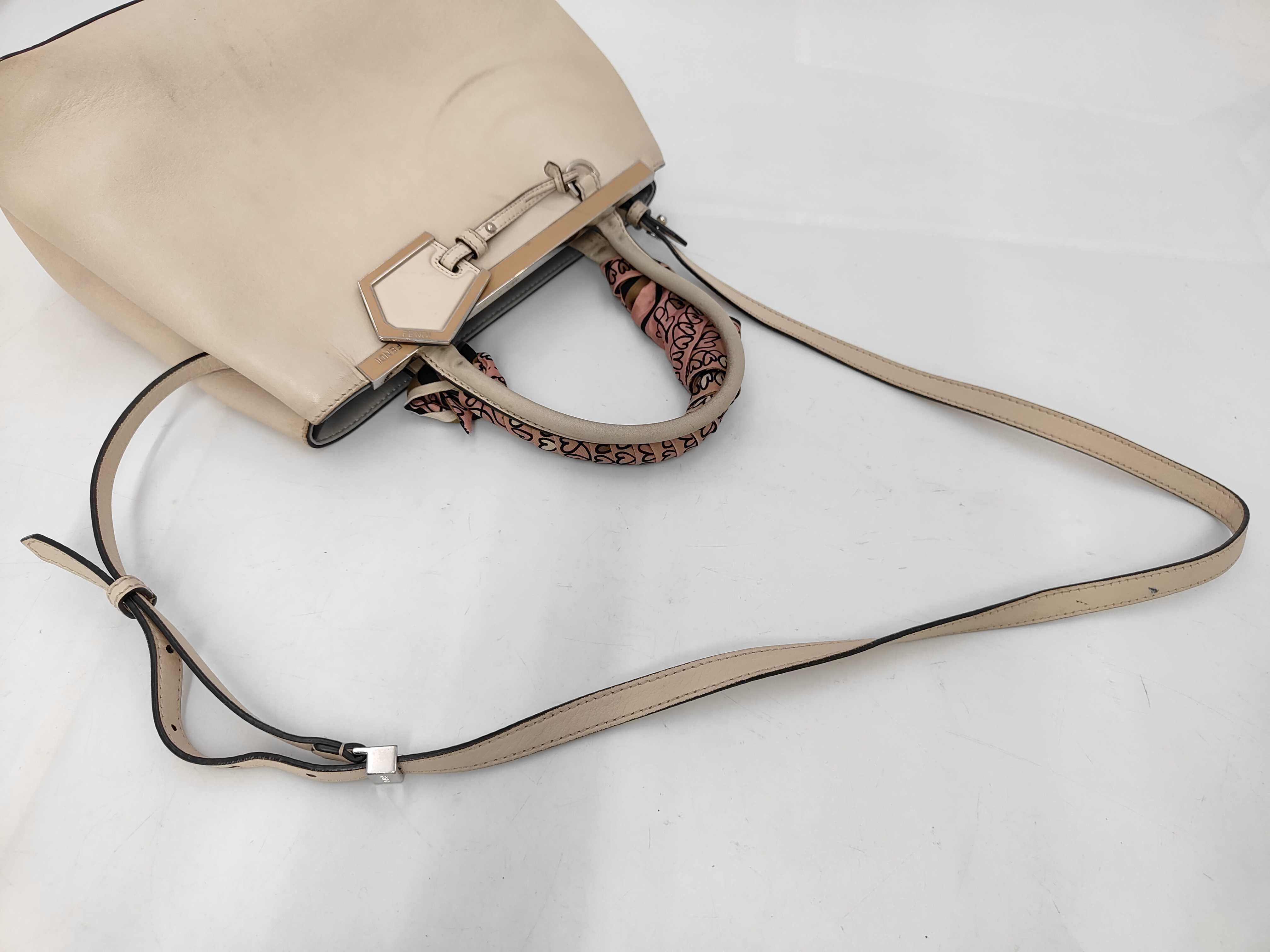 Petite 2Jours 2-Way Handbag, Leather, Beige, with Strap and Scarf. — view 3