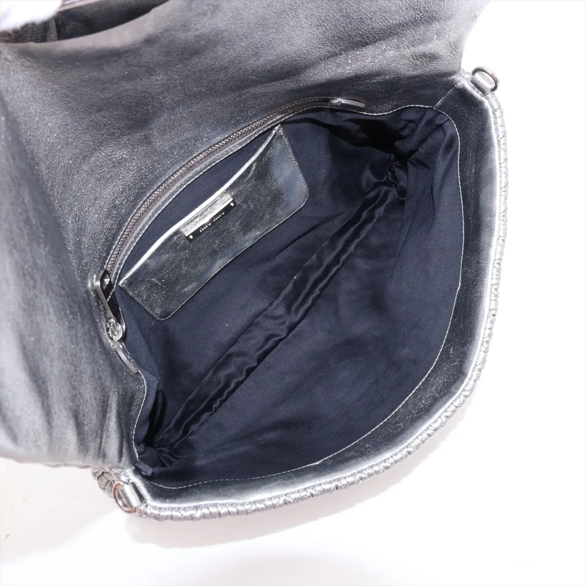 Matelassé Leather 2-Way Shoulder Bag, Black — view 6