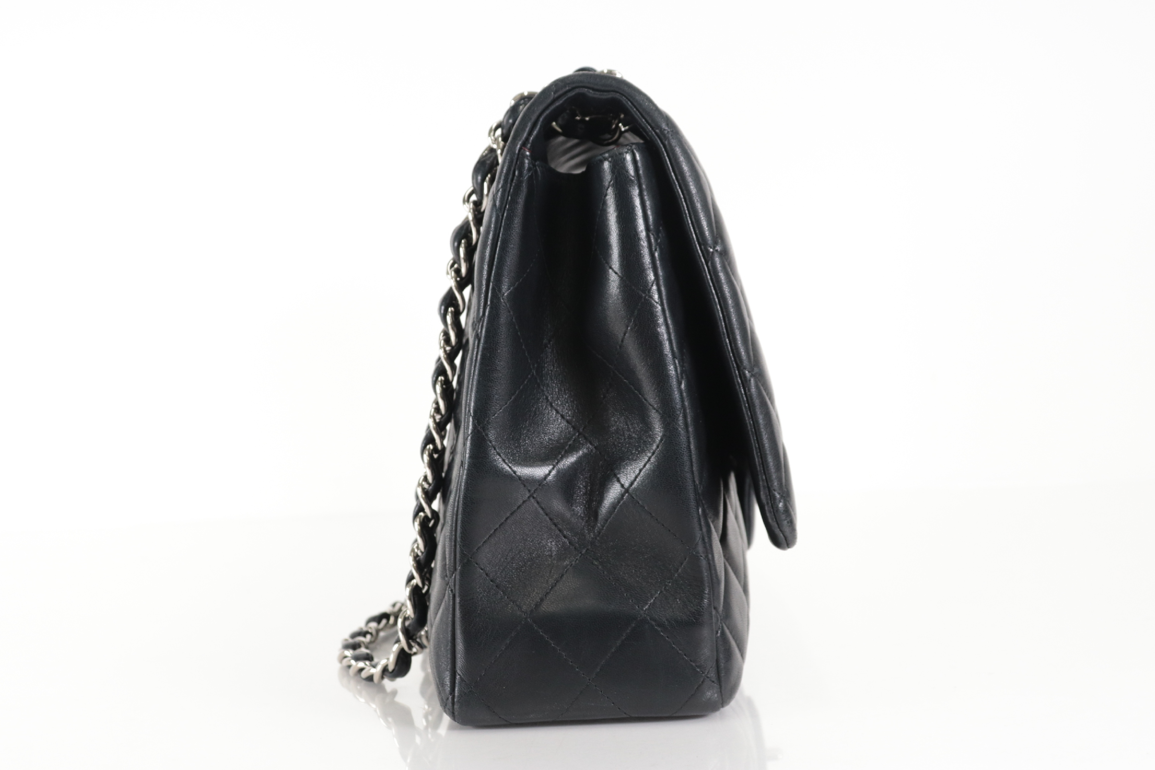 Large Mat Lambskin Chain Shoulder Bag with Silver Hardware, Serial Number 22 Series — view 4