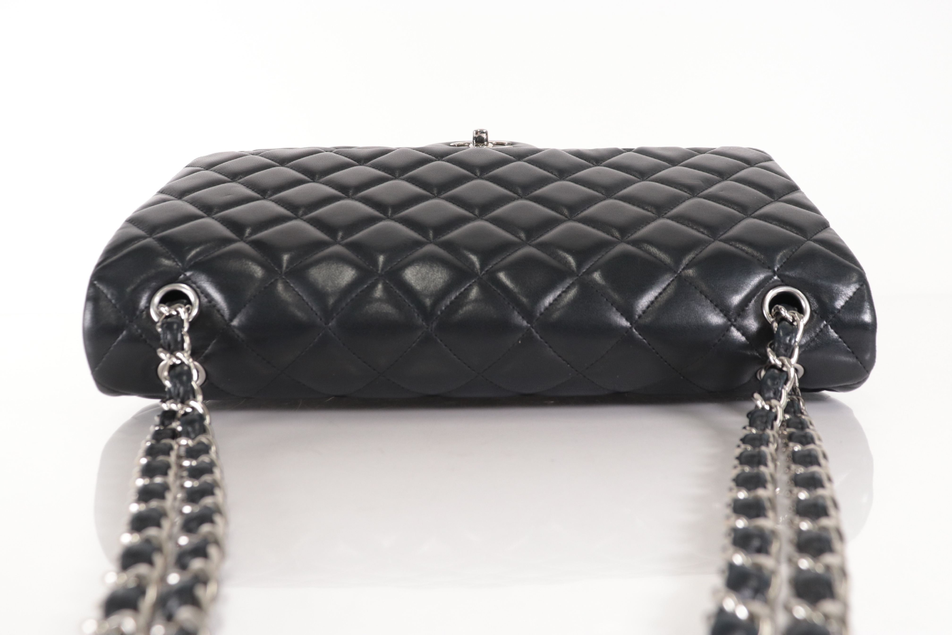 Large Mat Lambskin Chain Shoulder Bag with Silver Hardware, Serial Number 22 Series — view 6