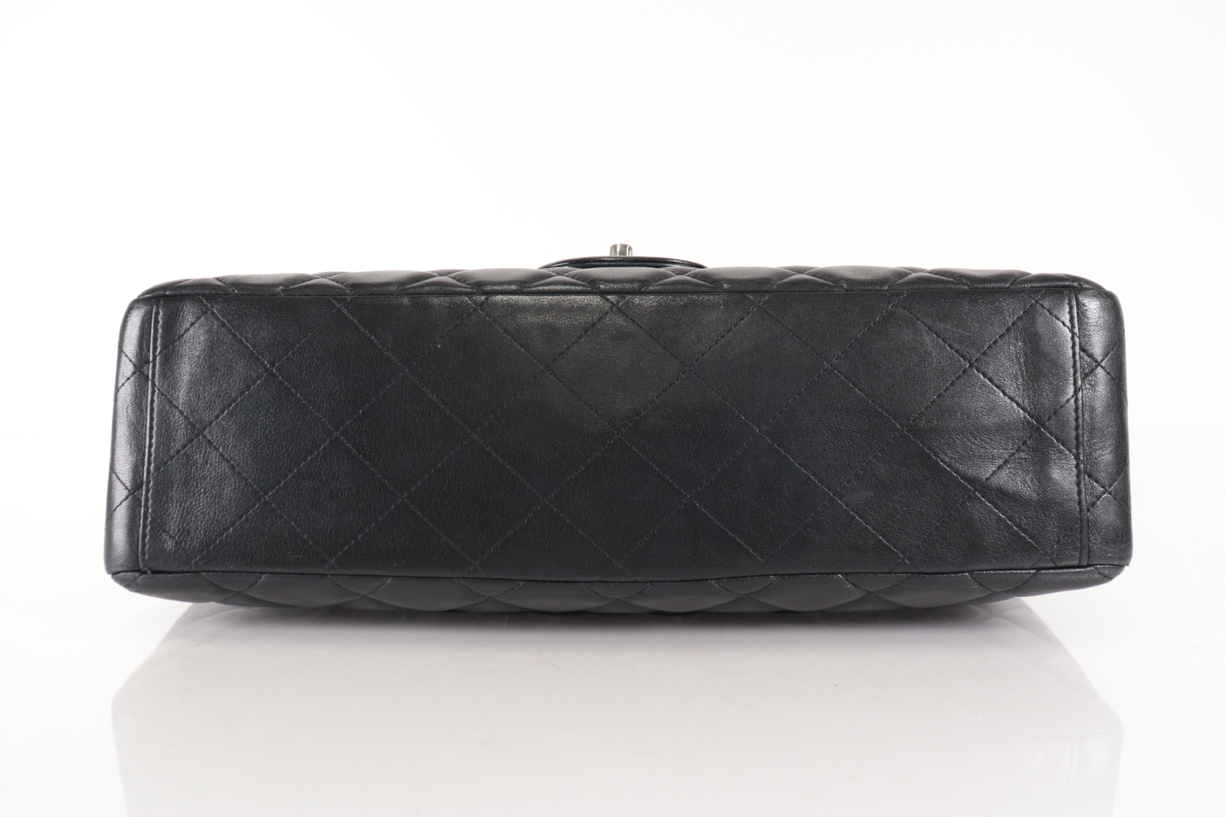 Large Mat Lambskin Chain Shoulder Bag with Silver Hardware, Serial Number 22 Series — view 7