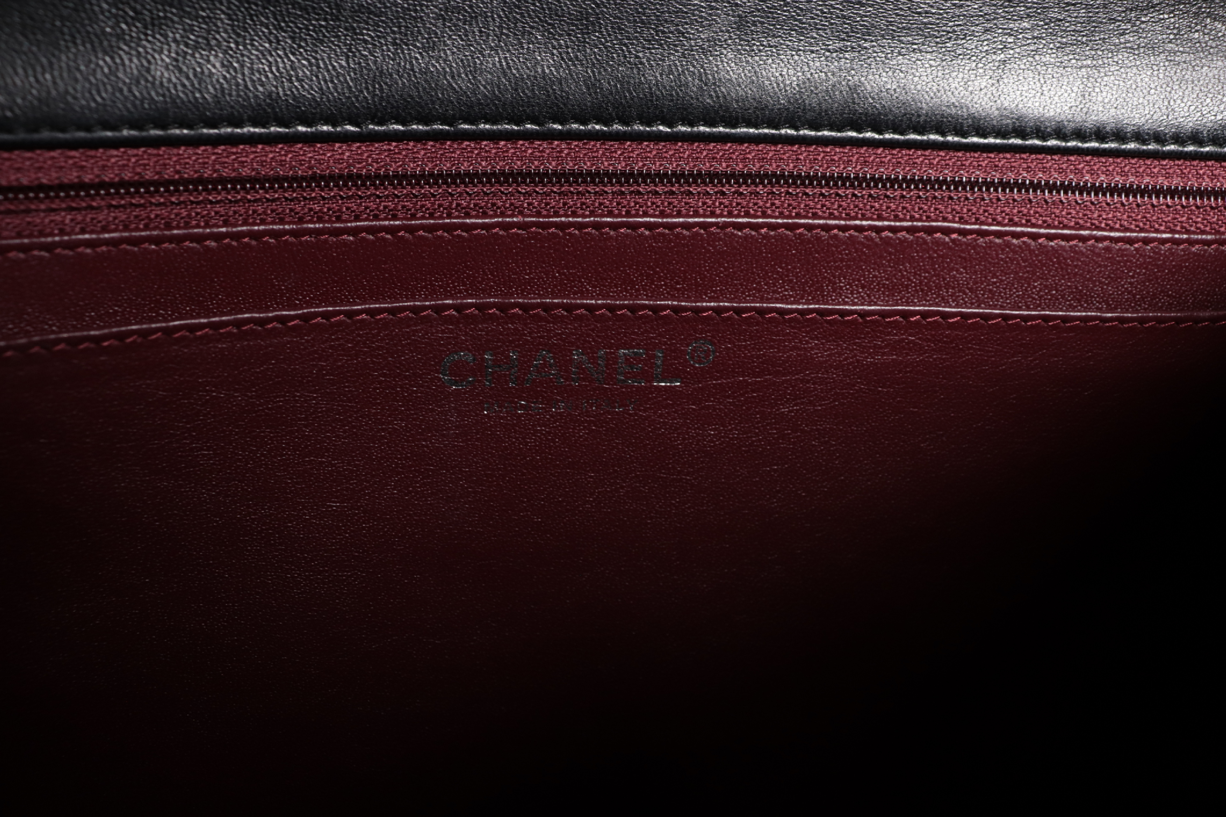 Large Mat Lambskin Chain Shoulder Bag with Silver Hardware, Serial Number 22 Series — view 8