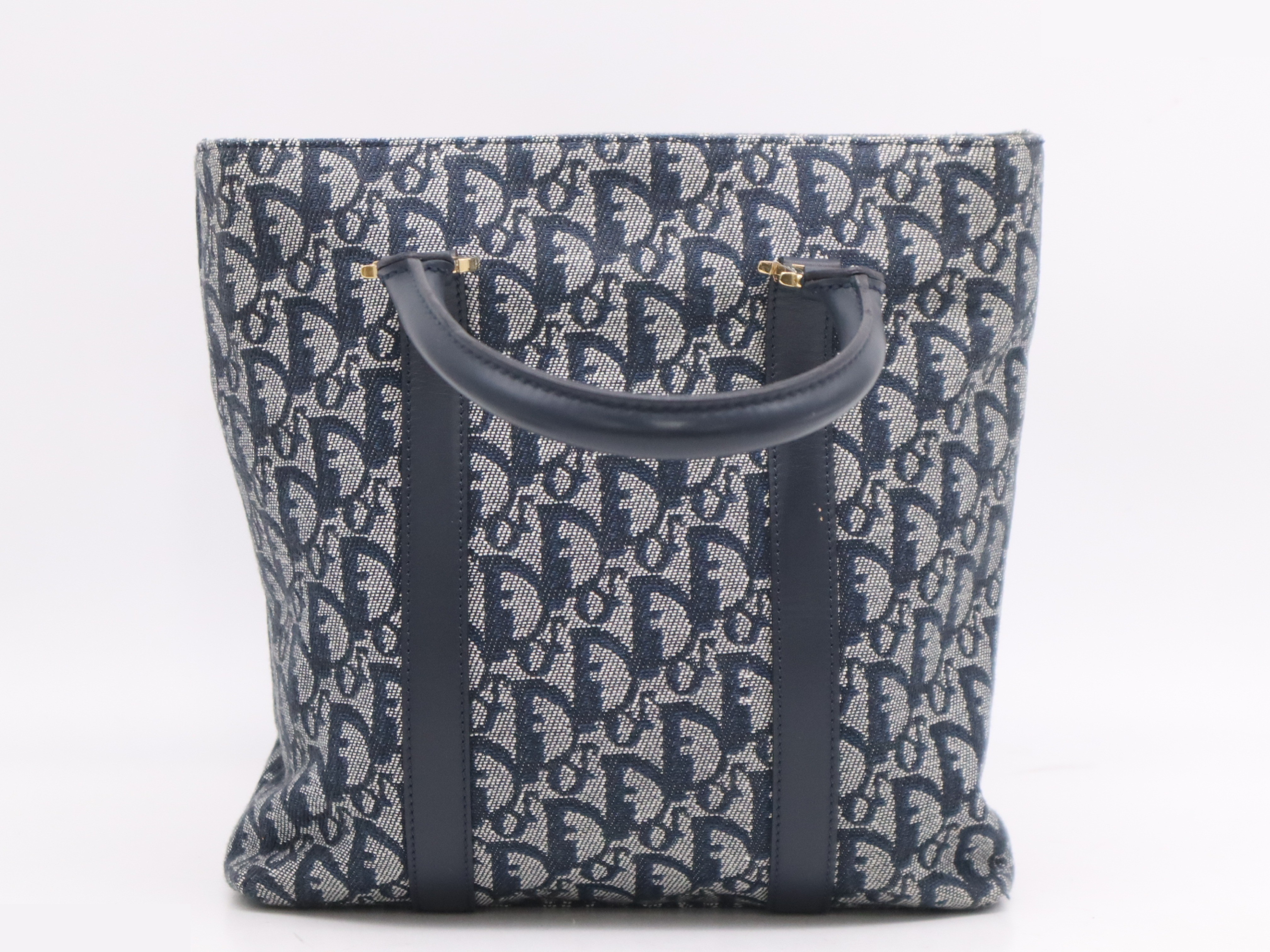 Canvas x Leather Trotter Handbag Navy GD Hardware — view 2