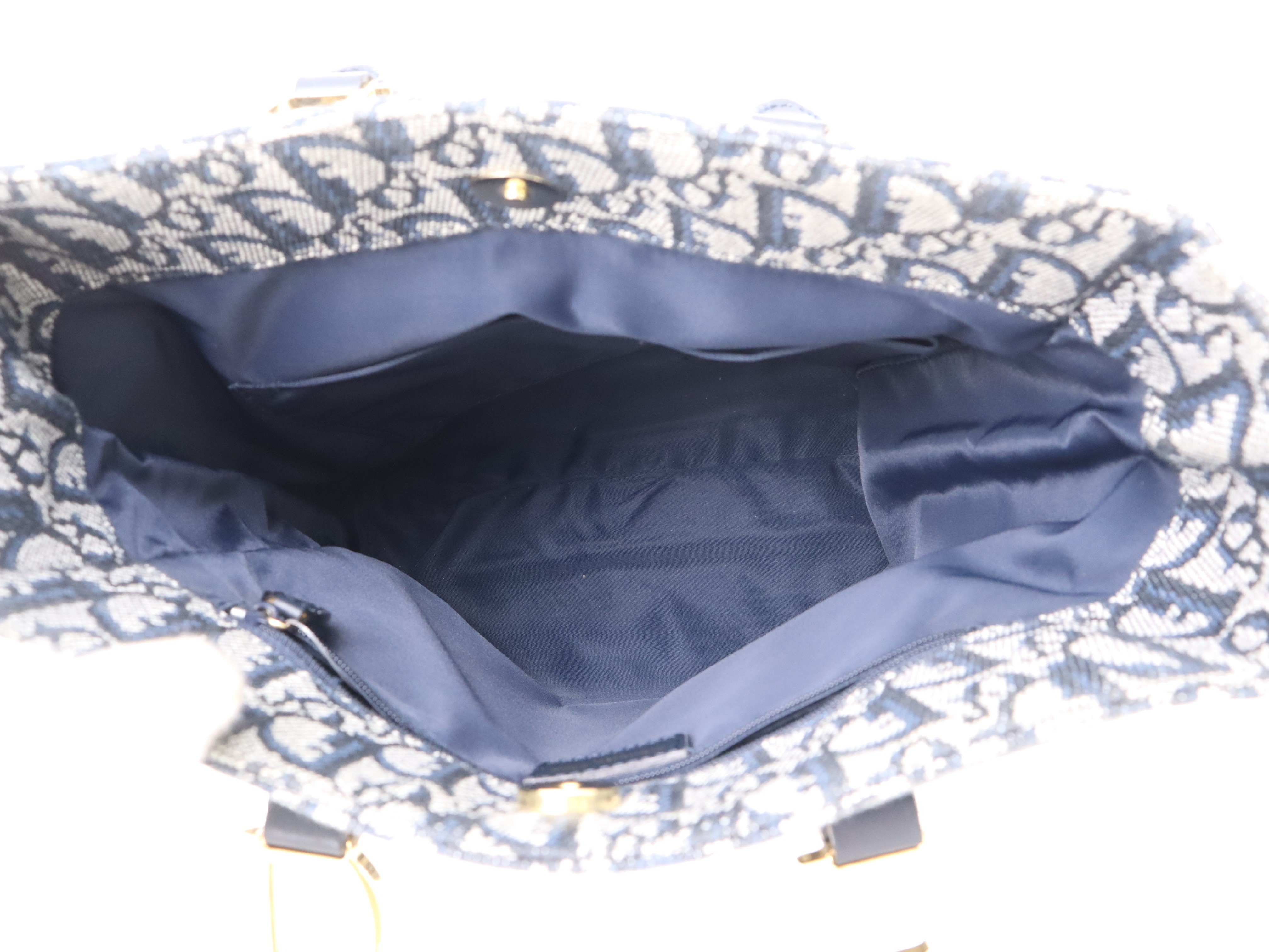 Canvas x Leather Trotter Handbag Navy GD Hardware — view 11