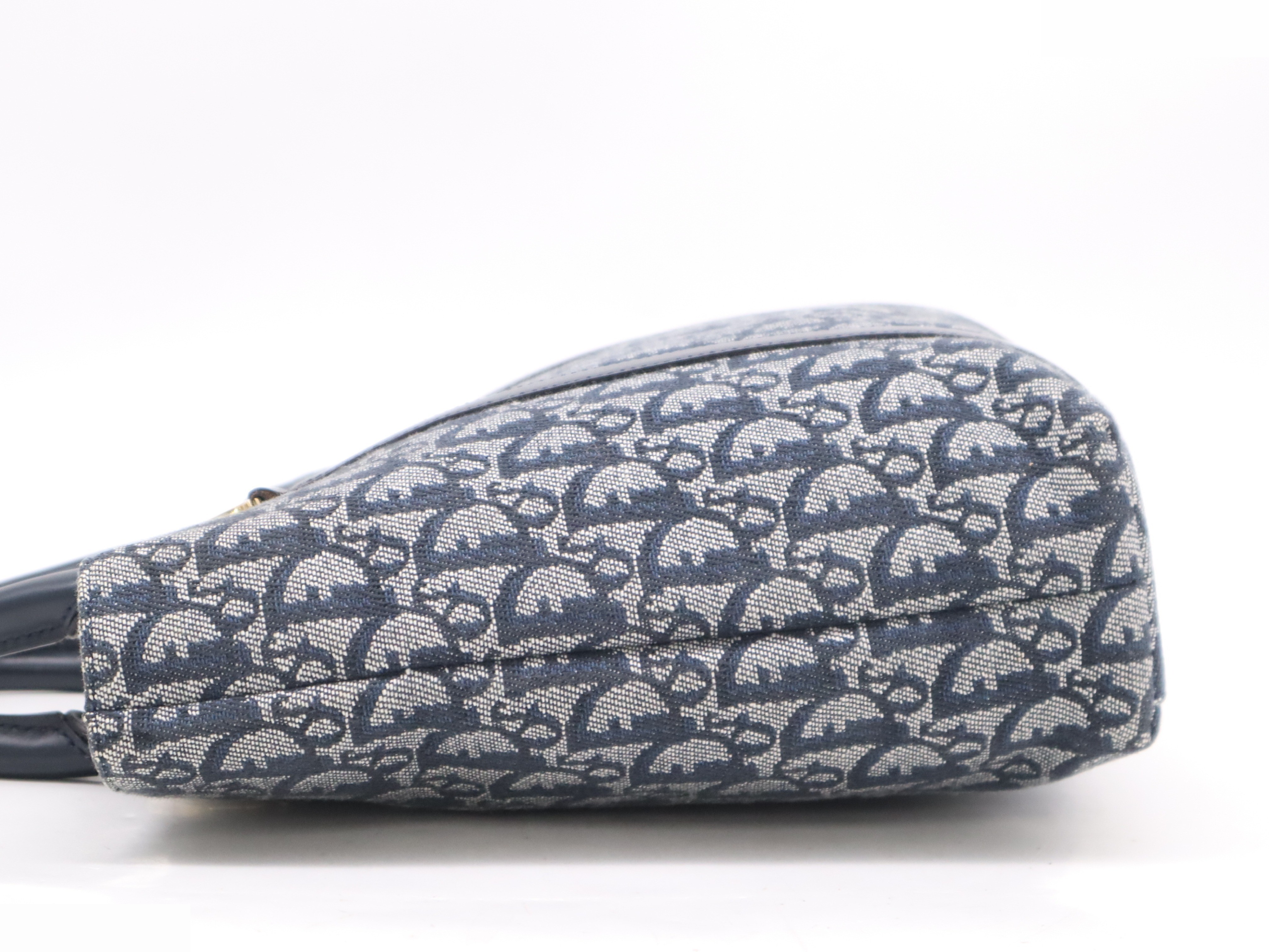 Canvas x Leather Trotter Handbag Navy GD Hardware — view 3