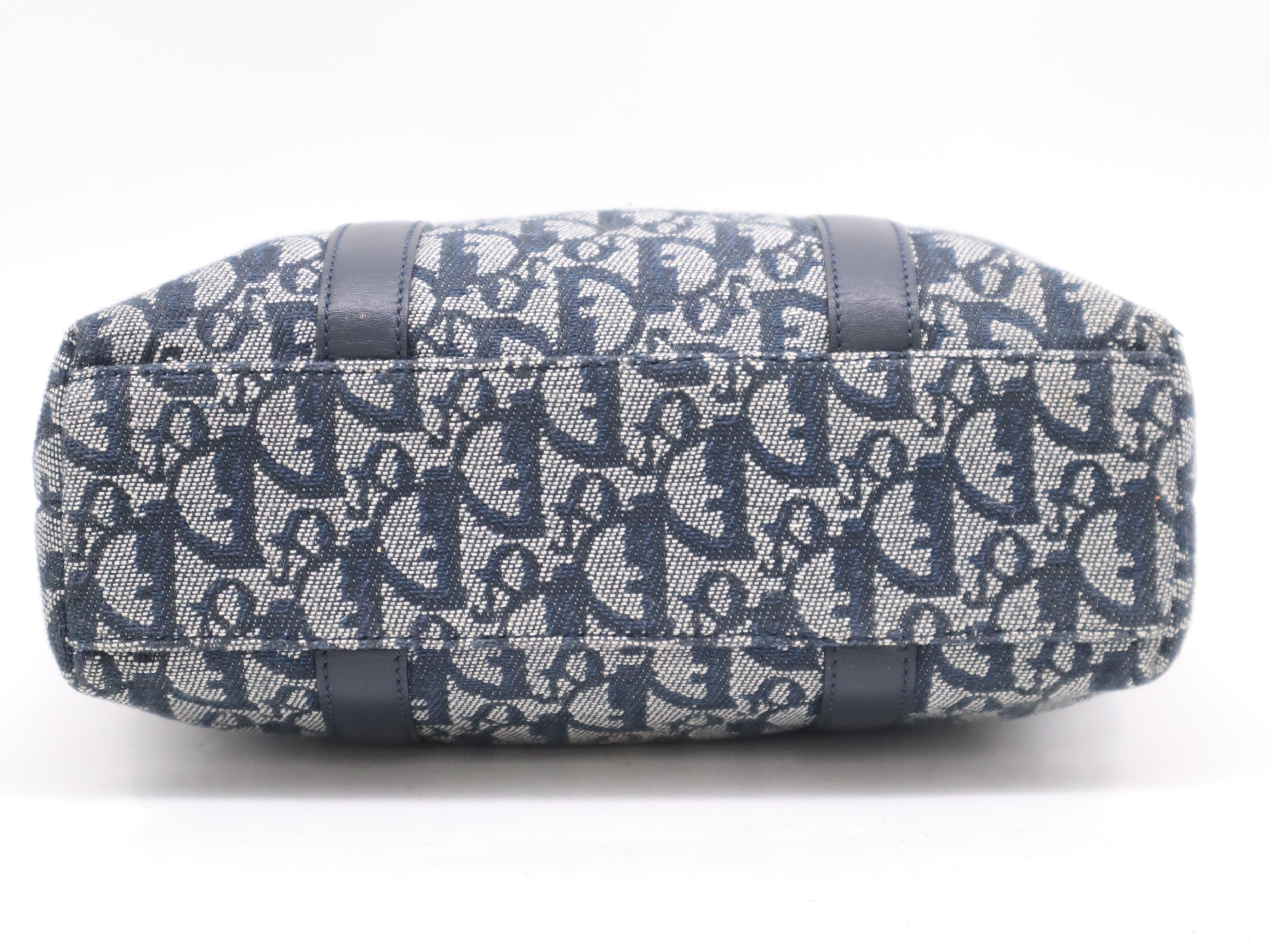 Canvas x Leather Trotter Handbag Navy GD Hardware — view 4