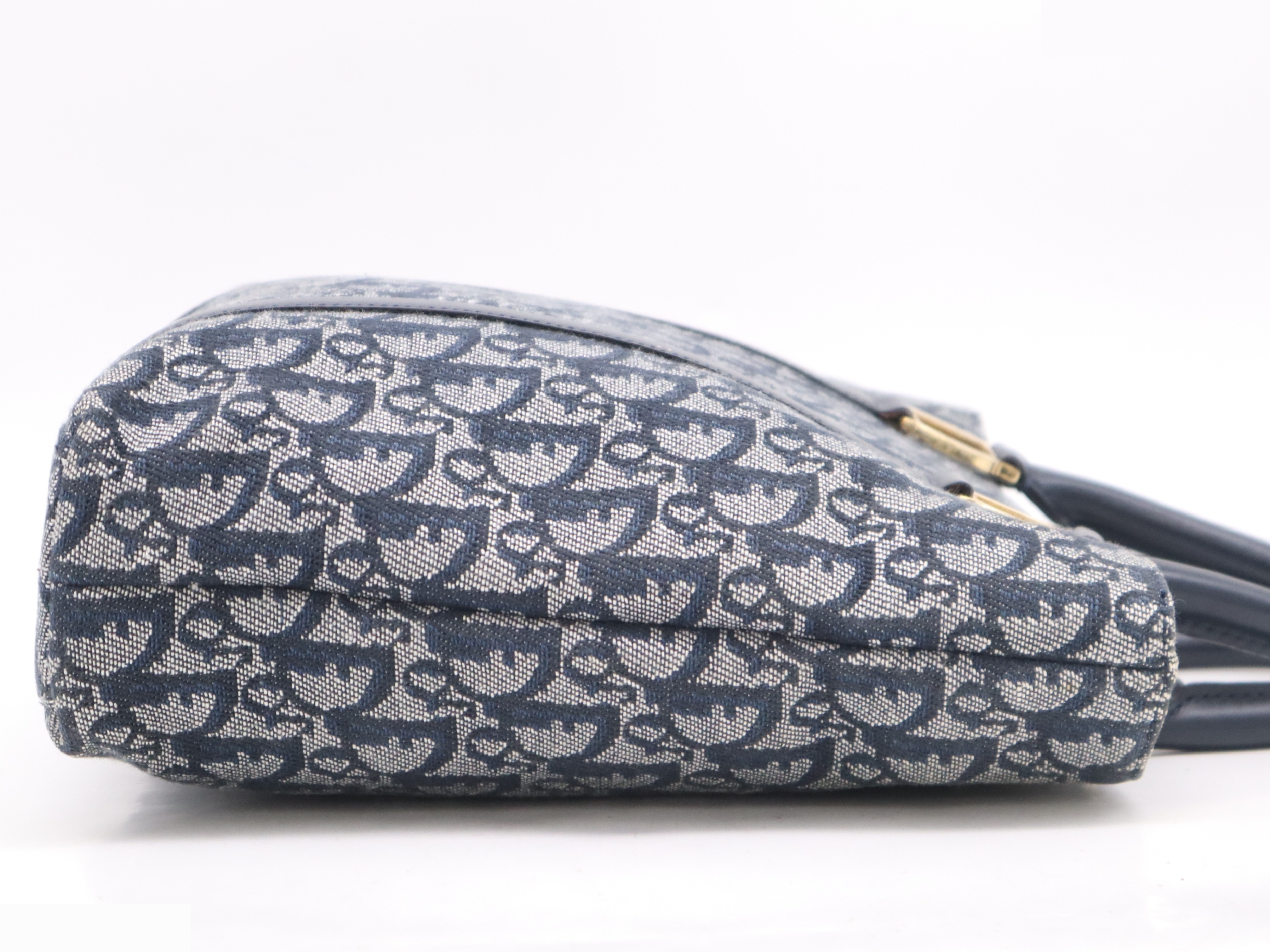 Canvas x Leather Trotter Handbag Navy GD Hardware — view 5