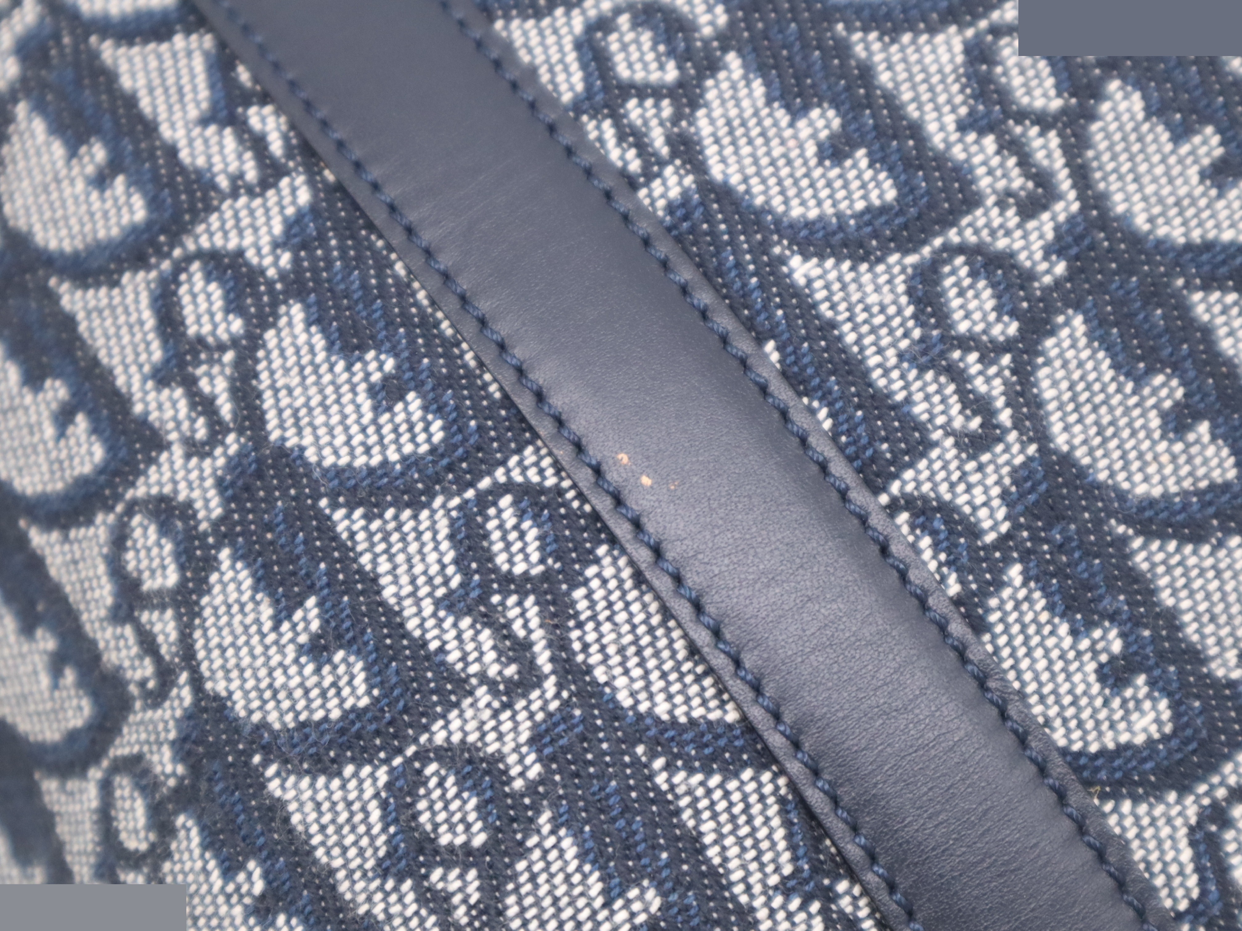 Canvas x Leather Trotter Handbag Navy GD Hardware — view 8