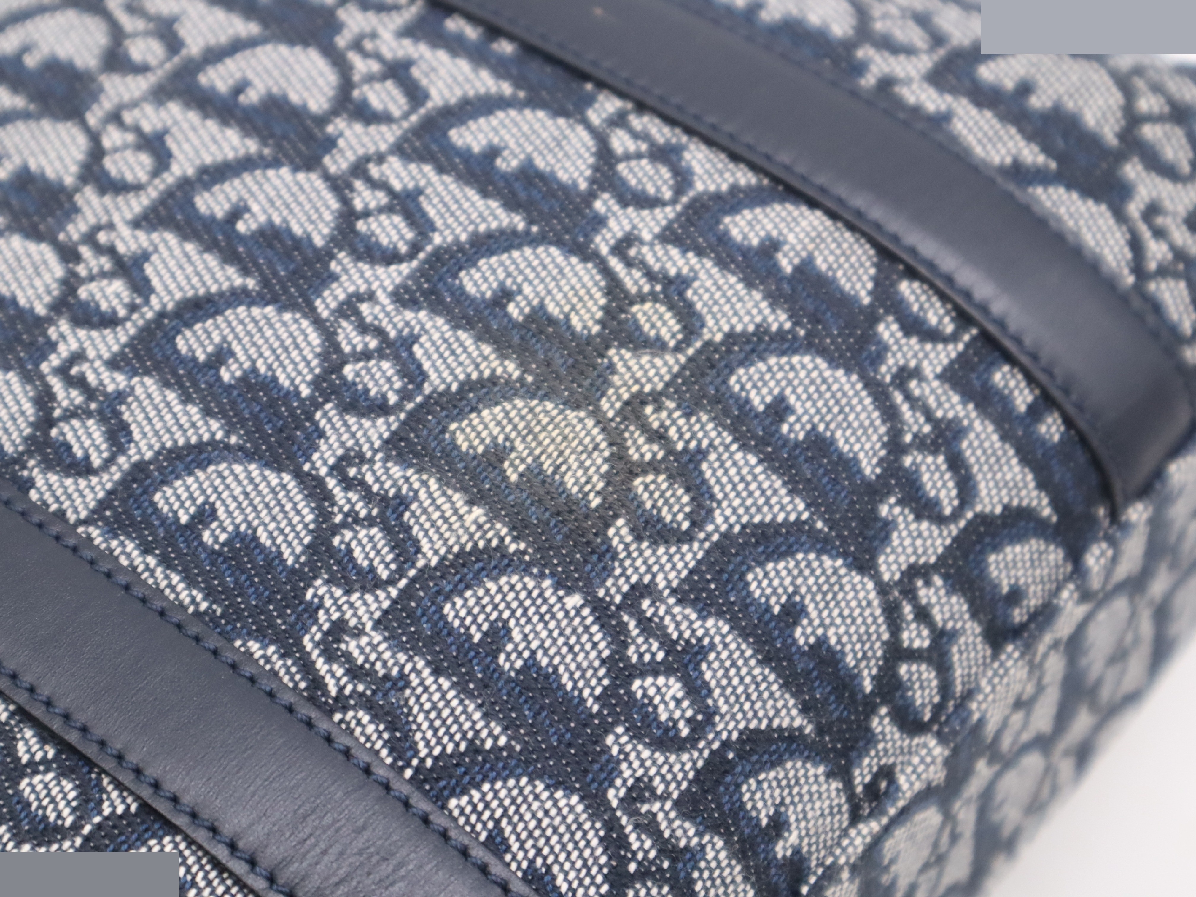 Canvas x Leather Trotter Handbag Navy GD Hardware — view 9