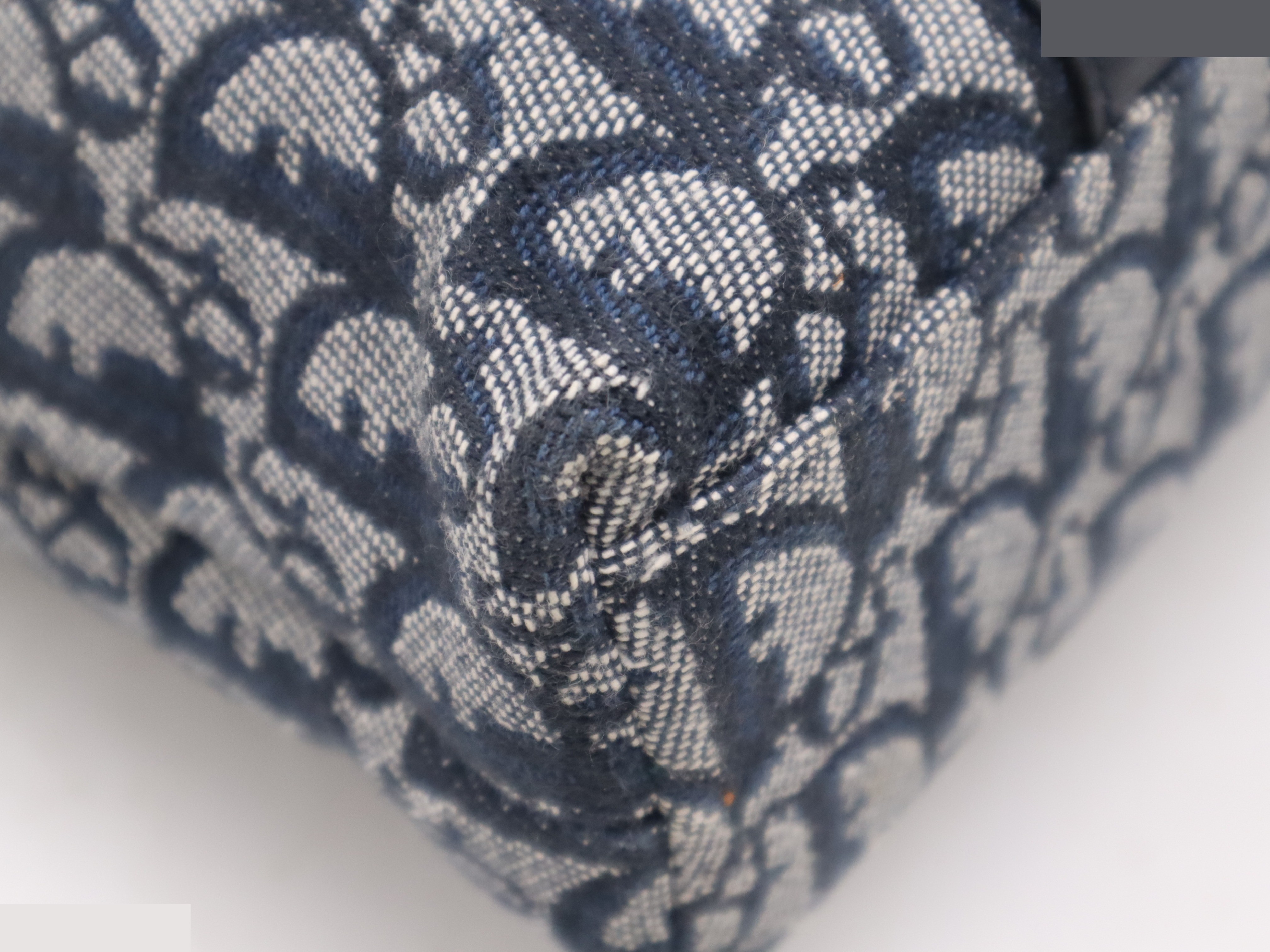 Canvas x Leather Trotter Handbag Navy GD Hardware — view 10