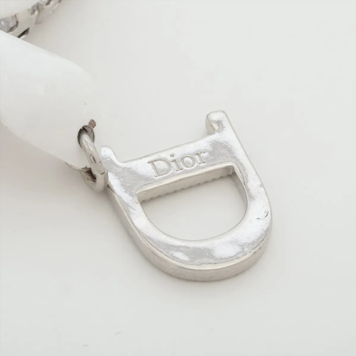 D-logo choker, metal and rhinestones, silver. Shows signs of wear including — view 5