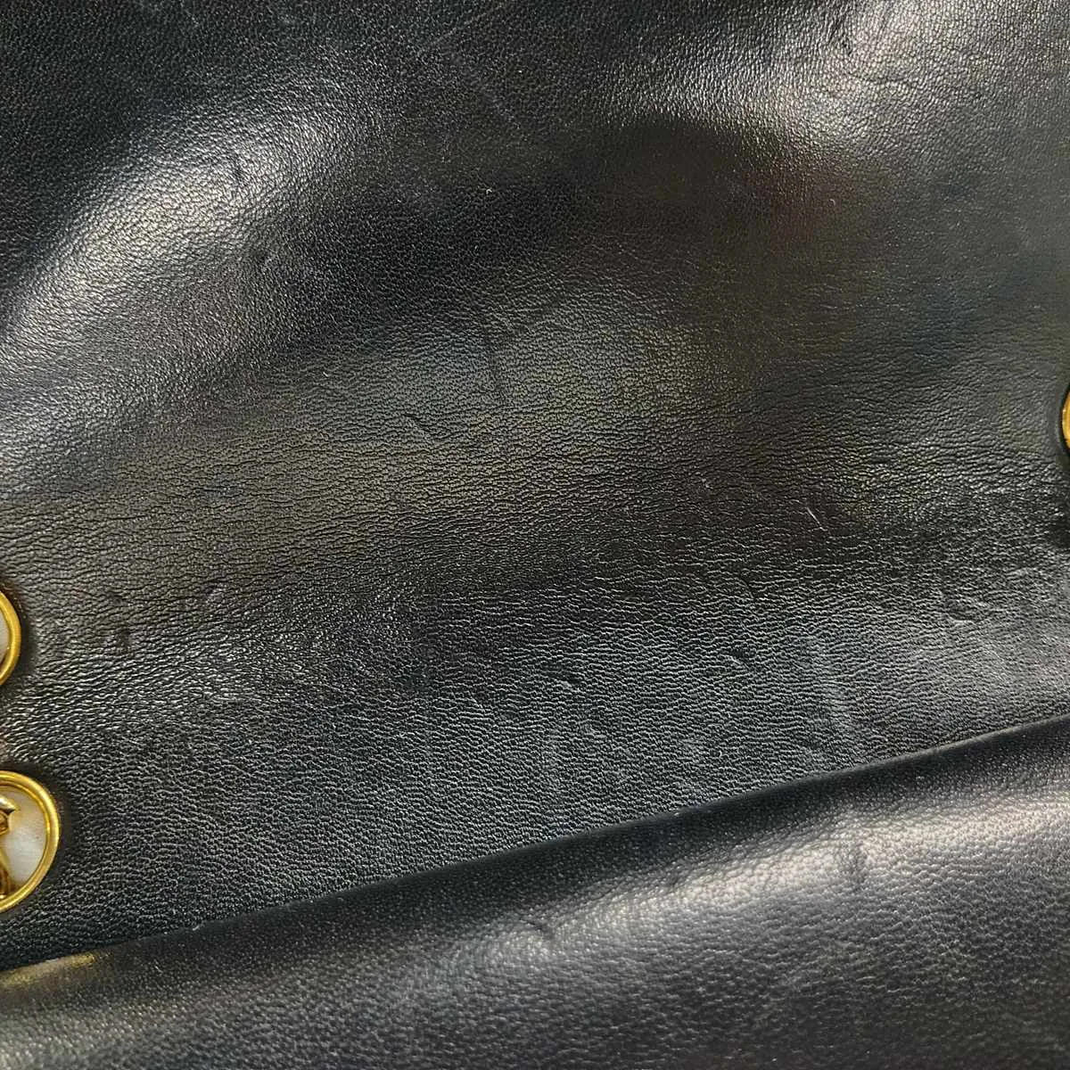 Matelassé Lambskin Double Flap Double Chain Bag, Black with Gold Hardware — view 14