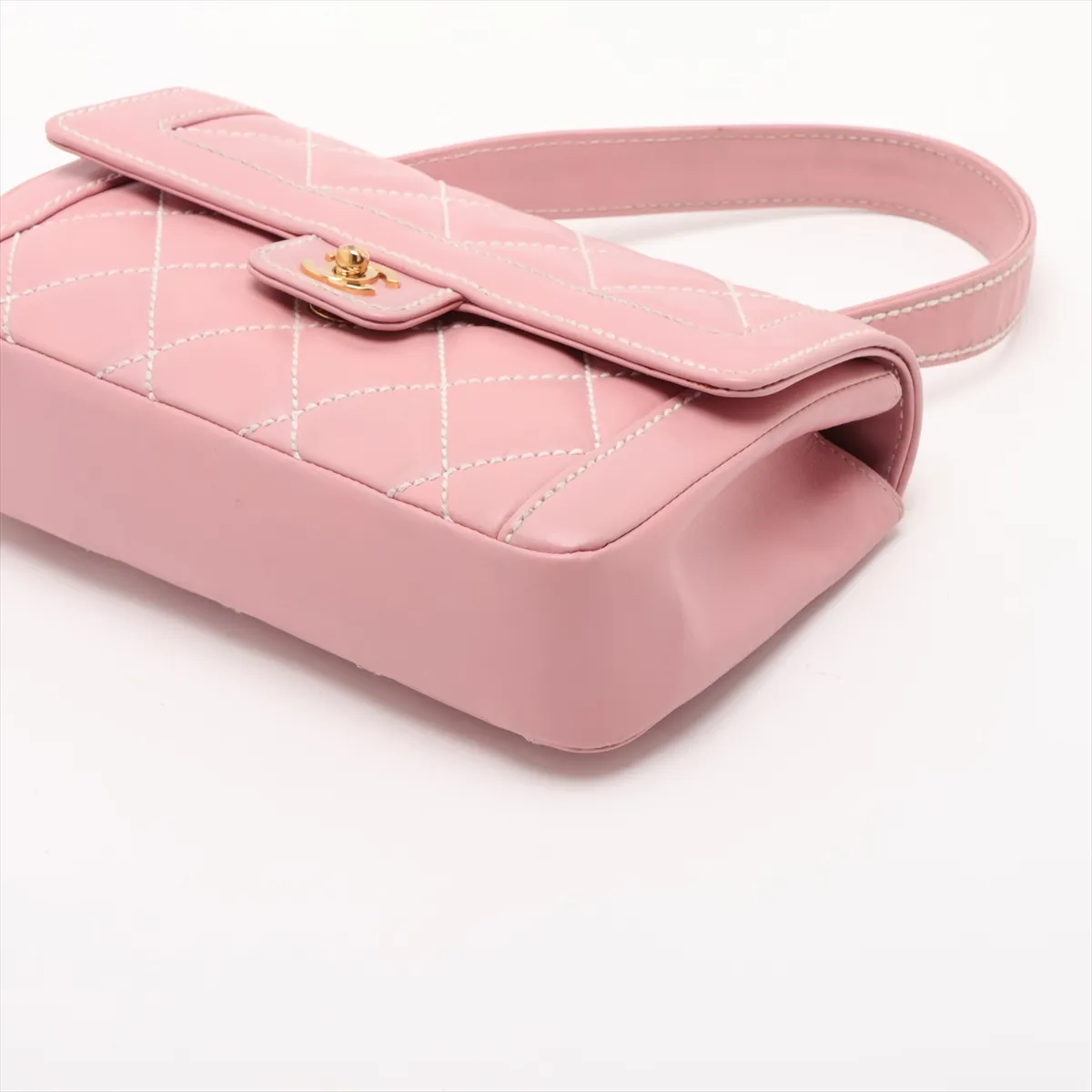 Wild Stitch Leather Shoulder Bag, Pink with Gold Hardware, 9993852, Series 9 — view 3