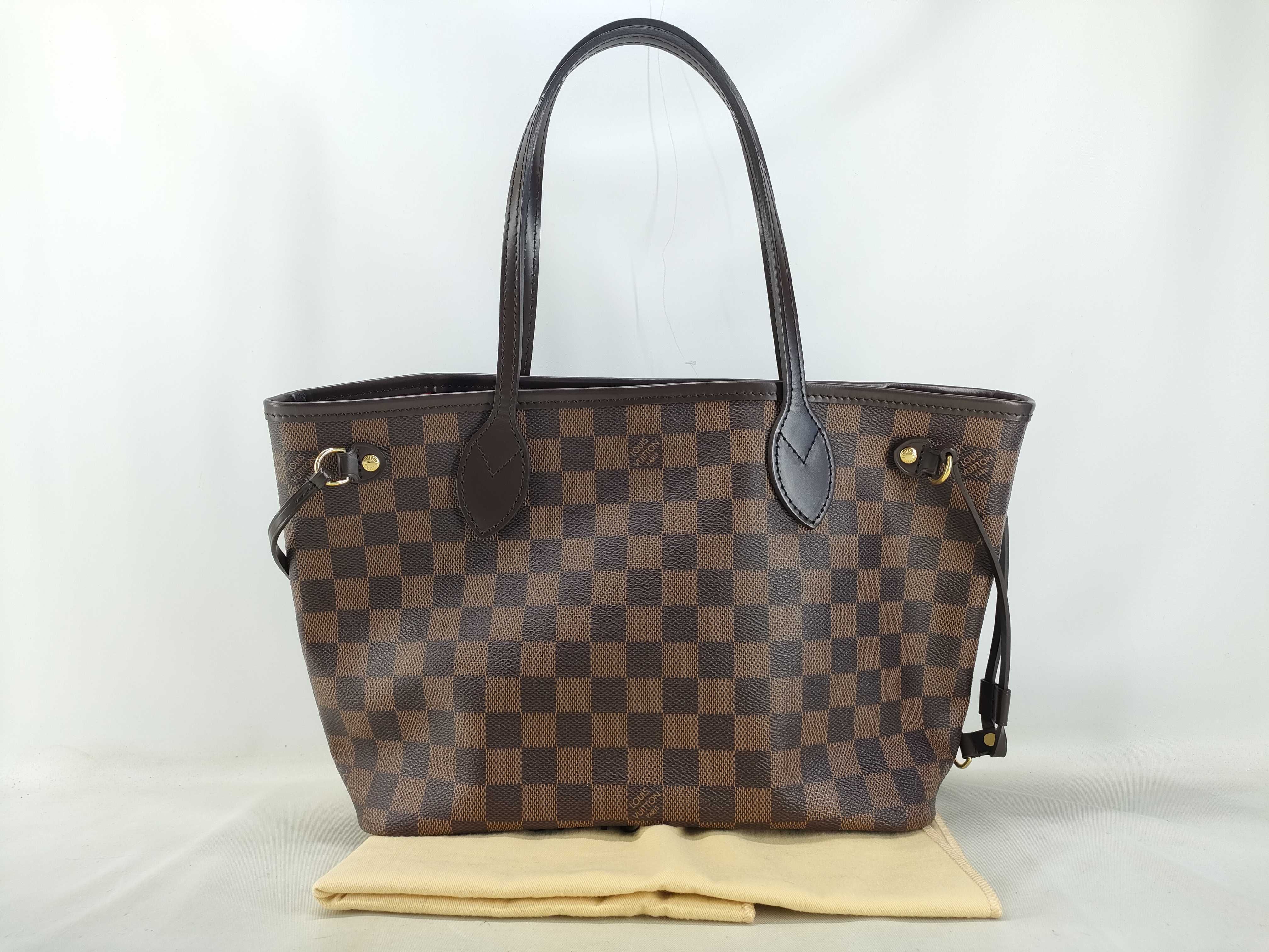 Damier Vuitton N51109 Neverfull PM Coated Canvas EBENE GOLD Damier AR4133 Tote Bag