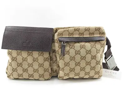 GG Canvas Waist Pouch Body Bag with Double Pockets (28566)