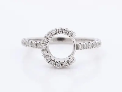 Alphabet "C" Silver Ring with Diamond, 750WG, 2.5g, Size #10