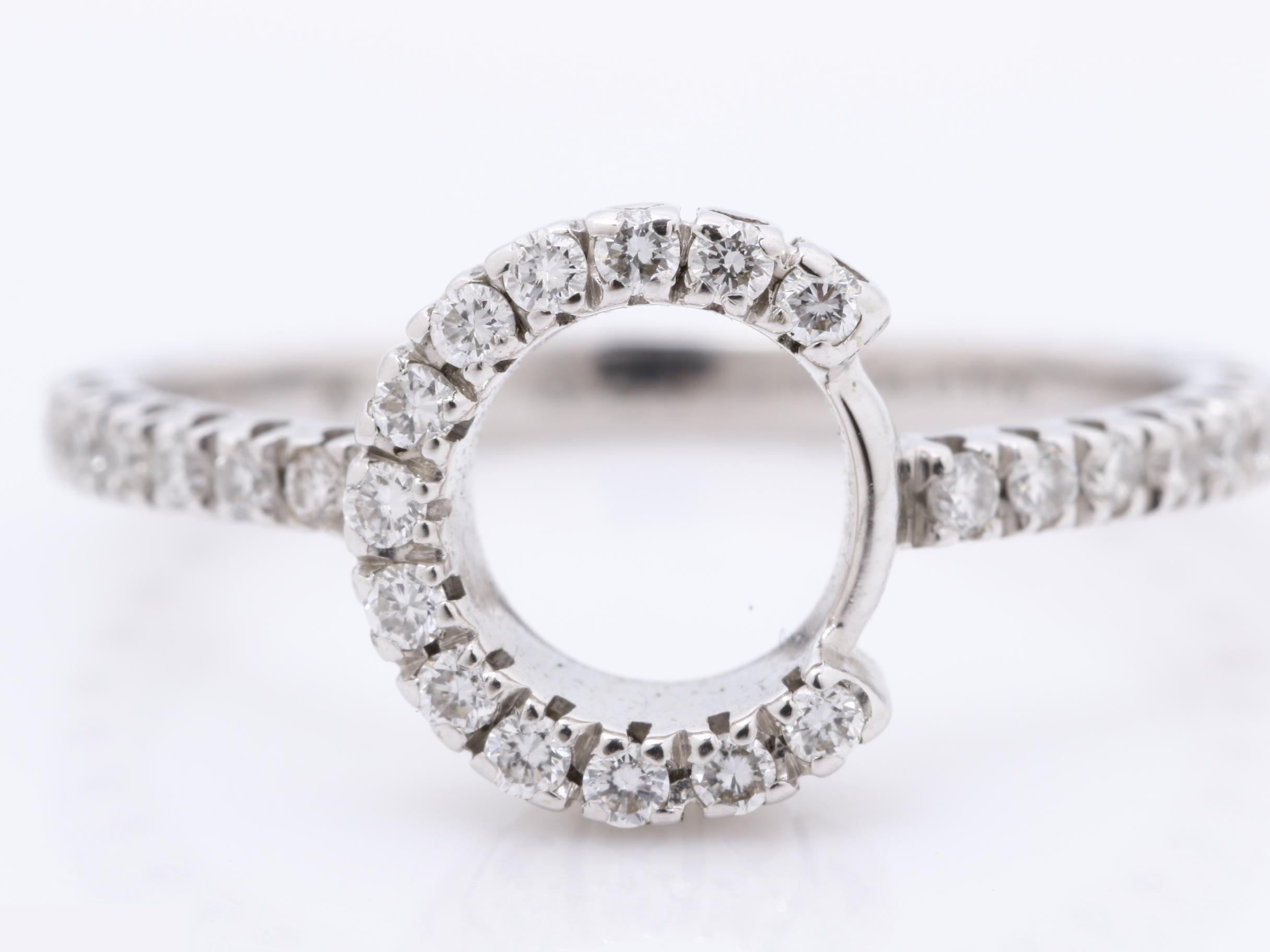 Alphabet "C" Silver Ring with Diamond, 750WG, 2.5g, Size #10 — view 2