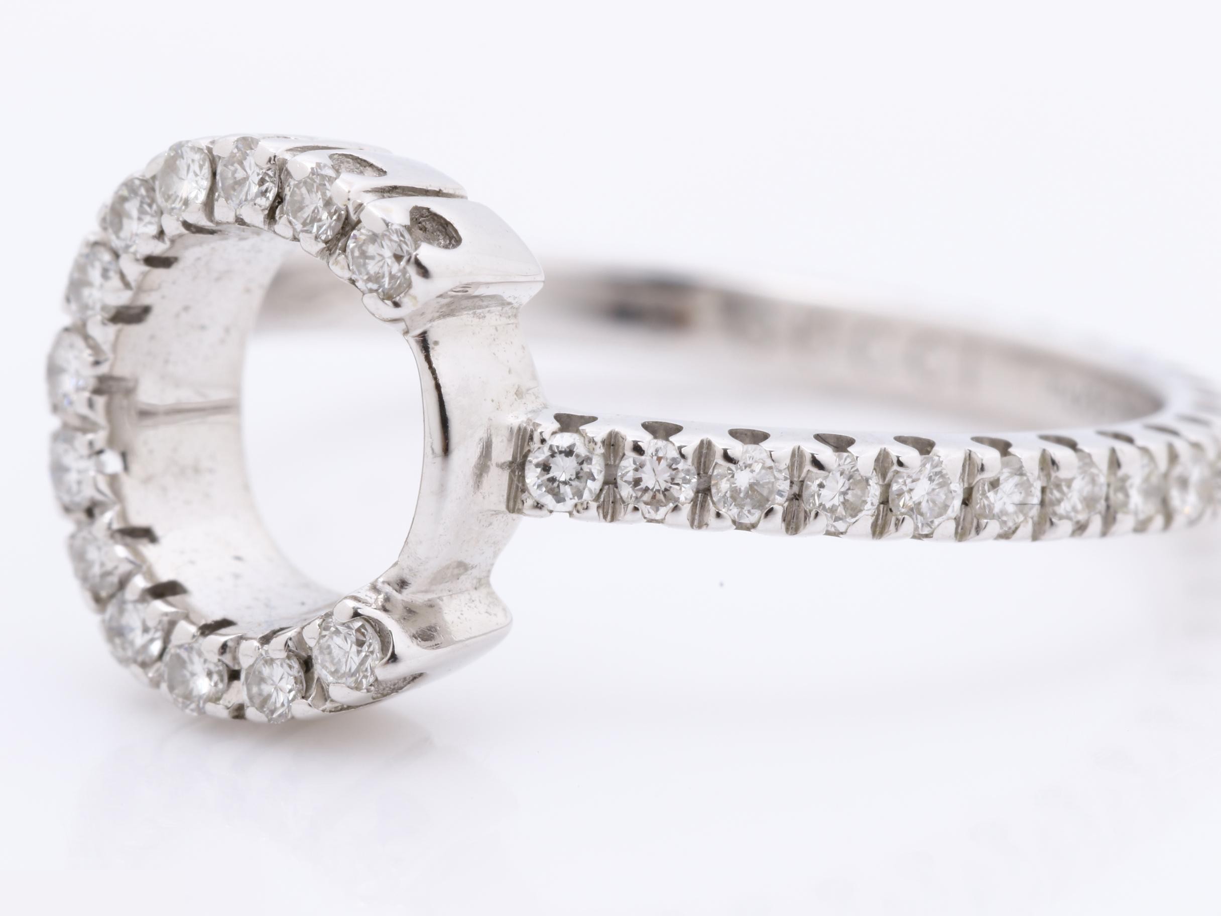 Alphabet "C" Silver Ring with Diamond, 750WG, 2.5g, Size #10 — view 3