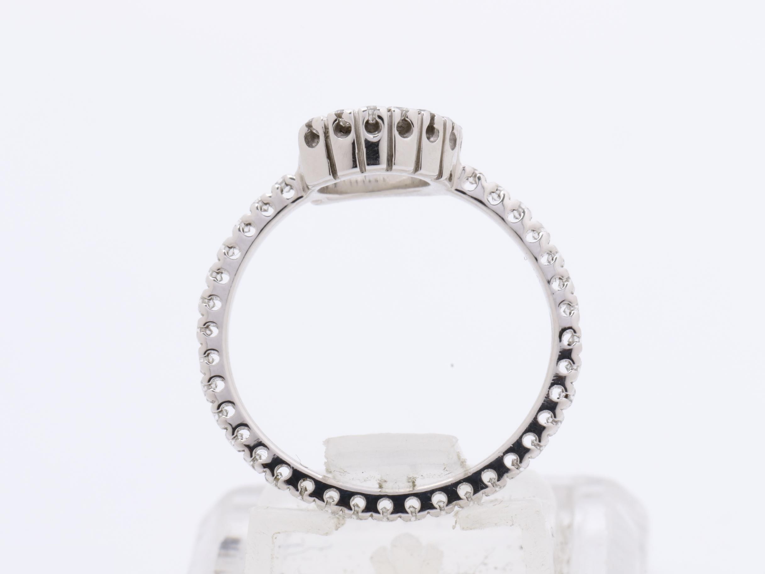 Alphabet "C" Silver Ring with Diamond, 750WG, 2.5g, Size #10 — view 5