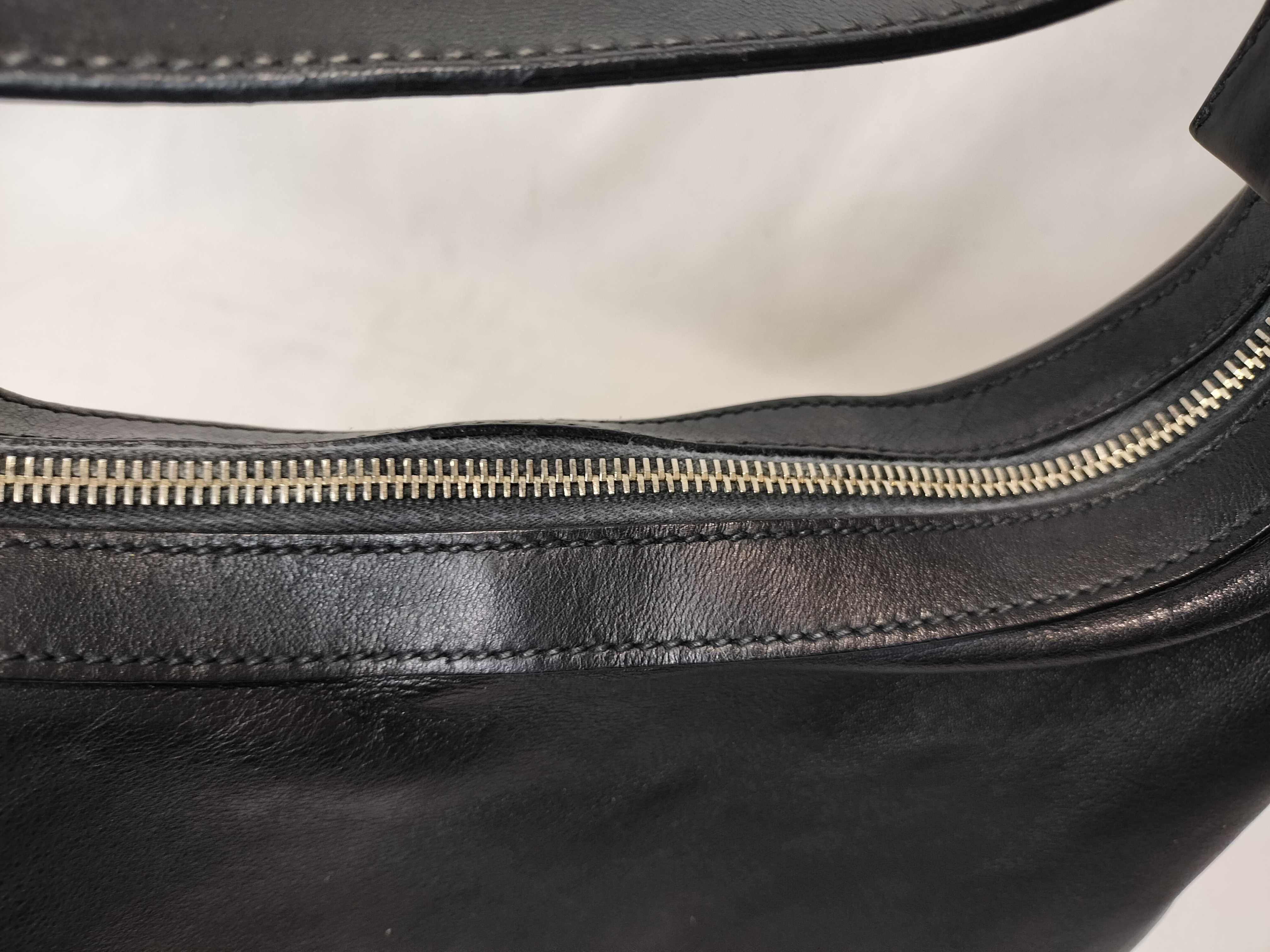 Black Smooth Leather Hobo Shoulder Bag (Handbag) — view 9