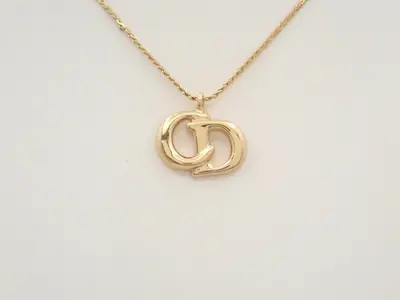 CD logo necklace/pendant, gold, chain approximately 42cm