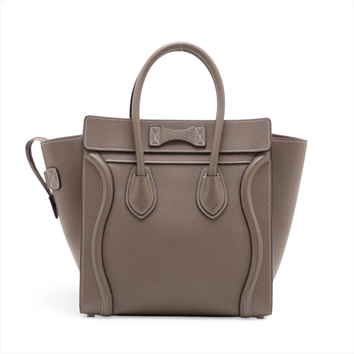 Luggage Micro Shopper Leather Handbag, Greige — view 2