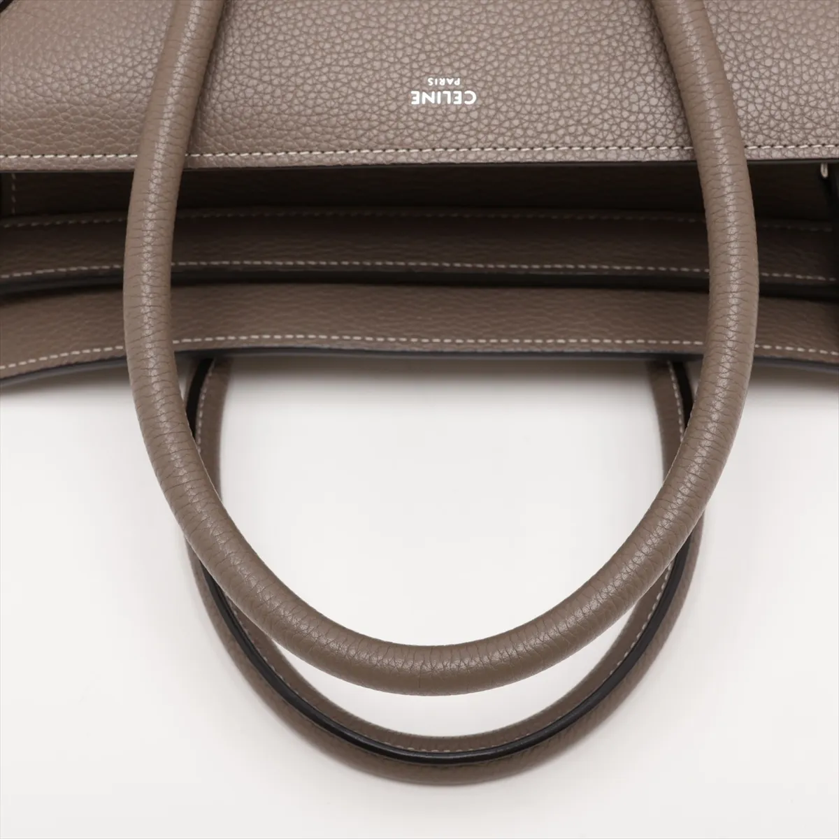 Luggage Micro Shopper Leather Handbag, Greige — view 5