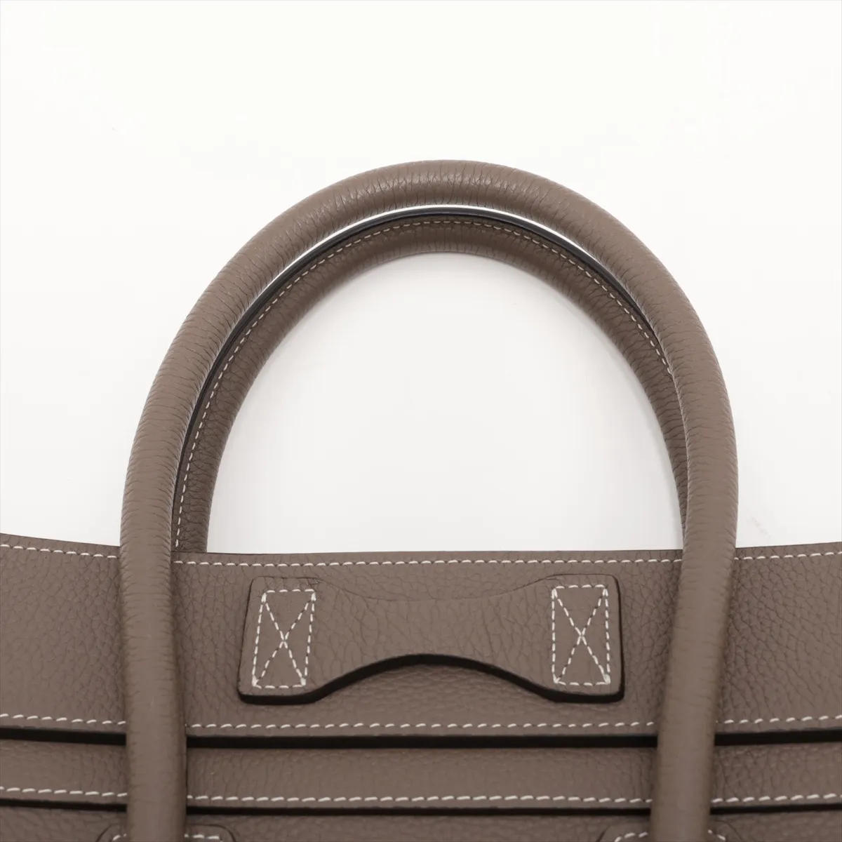 Luggage Micro Shopper Leather Handbag, Greige — view 6