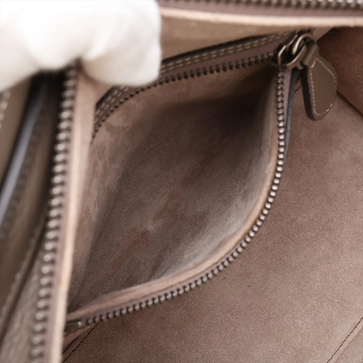 Luggage Micro Shopper Leather Handbag, Greige — view 8