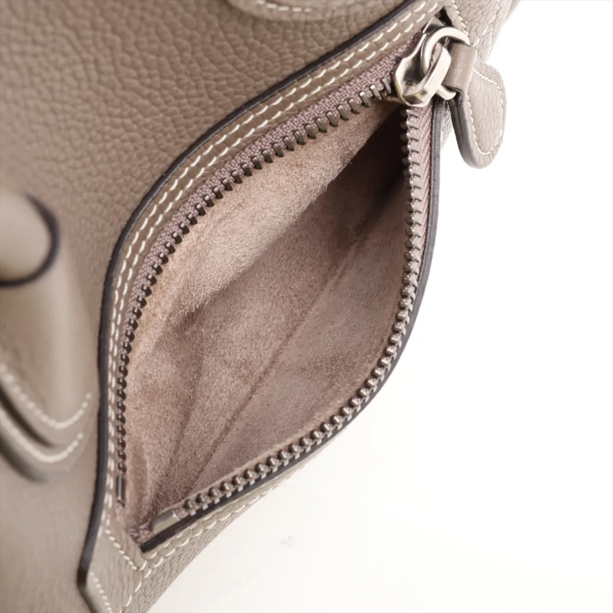 Luggage Micro Shopper Leather Handbag, Greige — view 9