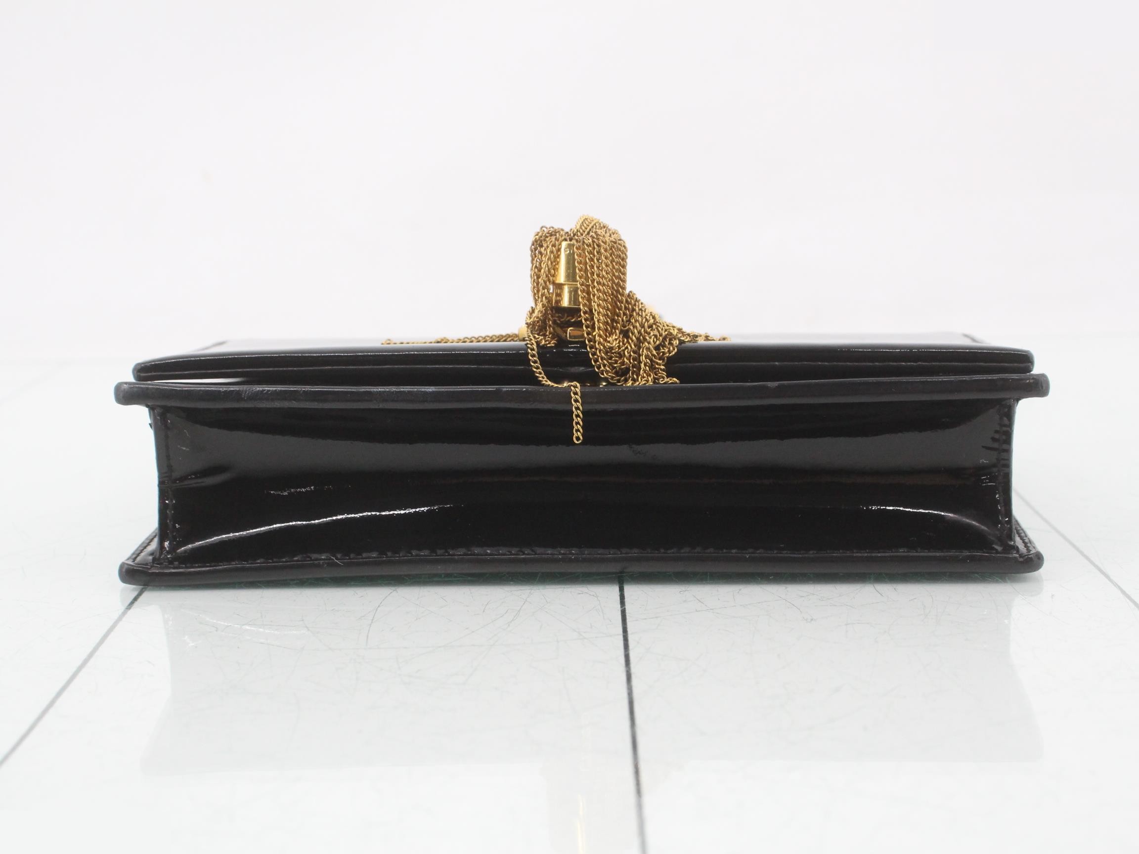 Kate Enamel Chain Wallet, Black — view 3