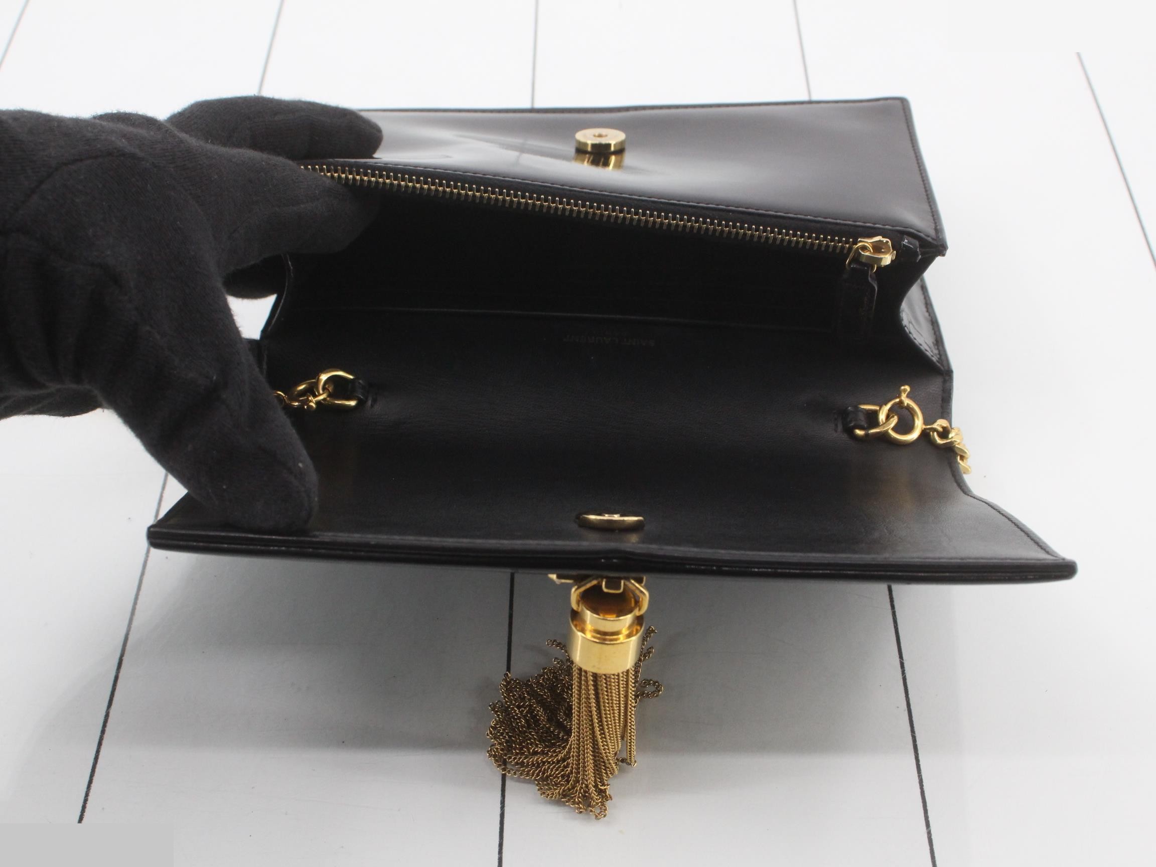 Kate Enamel Chain Wallet, Black — view 4