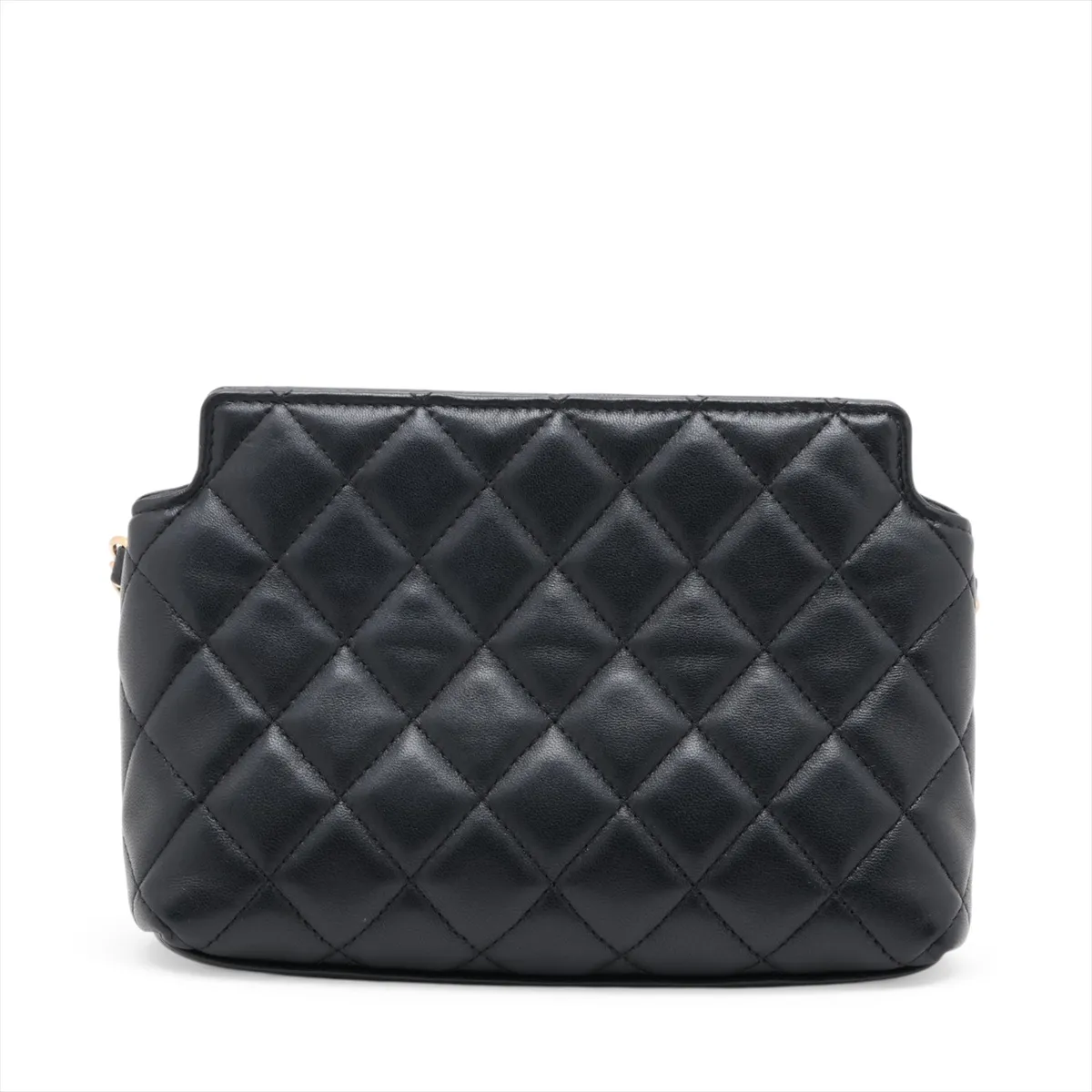 Matelassé Lambskin Chain Shoulder Bag, Black with Gold Hardware, LL43UK2A, Random Serial Number — view 2