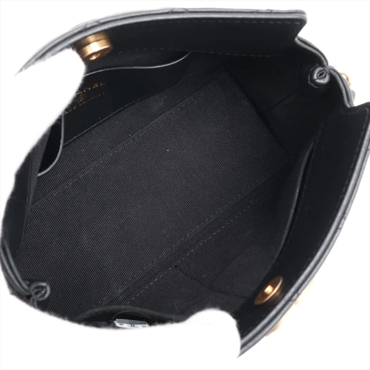Matelassé Lambskin Chain Shoulder Bag, Black with Gold Hardware, LL43UK2A, Random Serial Number — view 6
