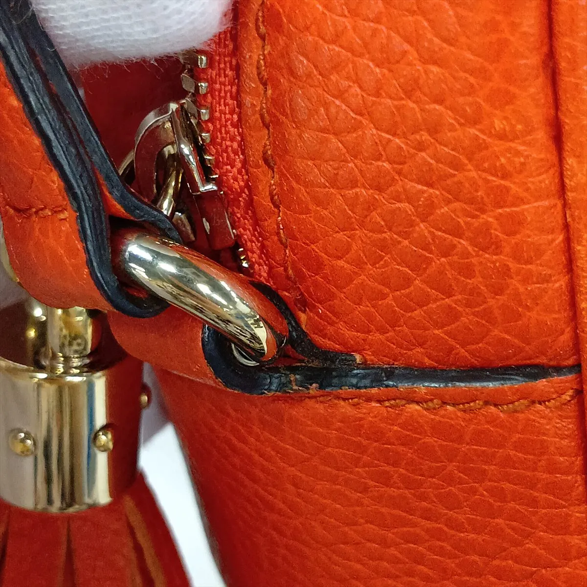 Soho Leather Shoulder Bag, Orange, 308364 — view 15