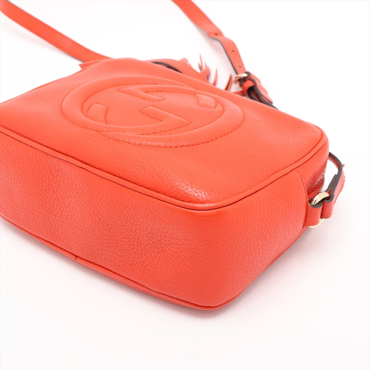 Soho Leather Shoulder Bag, Orange, 308364 — view 3