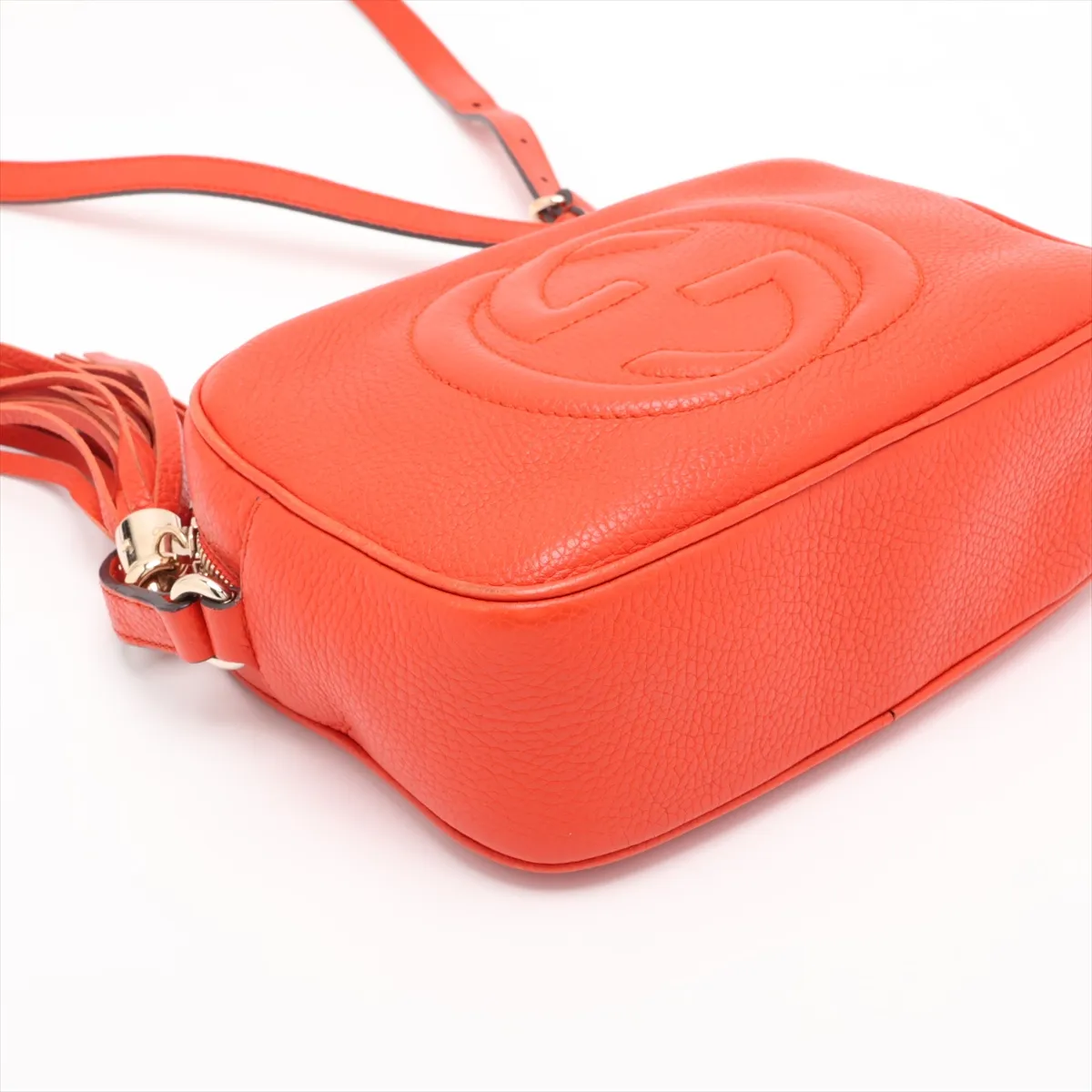 Soho Leather Shoulder Bag, Orange, 308364 — view 4
