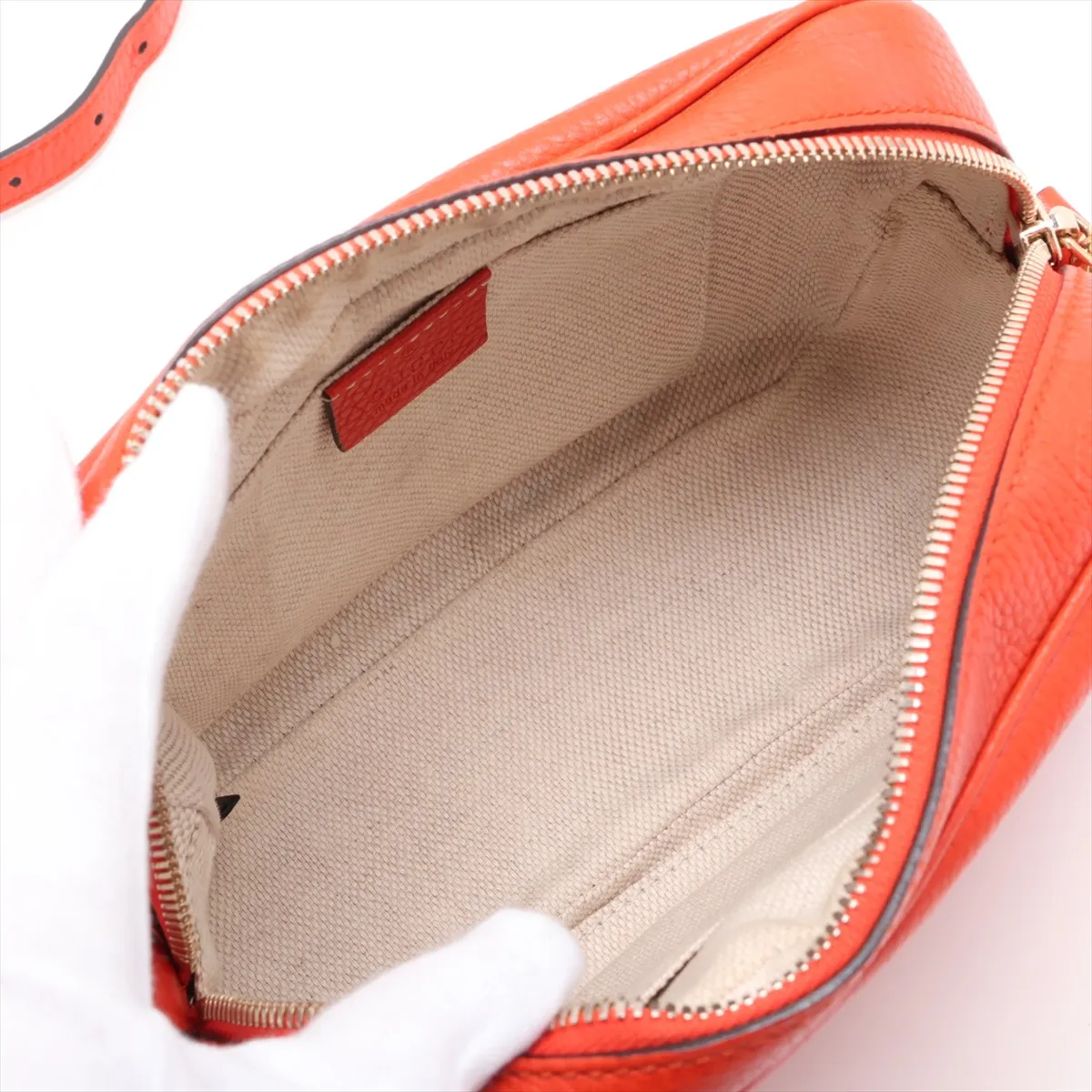 Soho Leather Shoulder Bag, Orange, 308364 — view 6