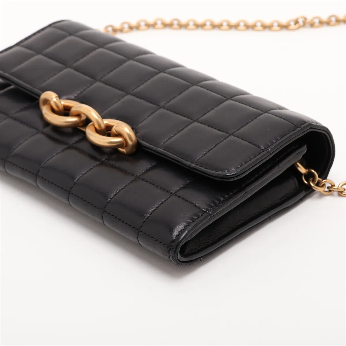 Leather Chain Wallet, Black, 738109 — view 3