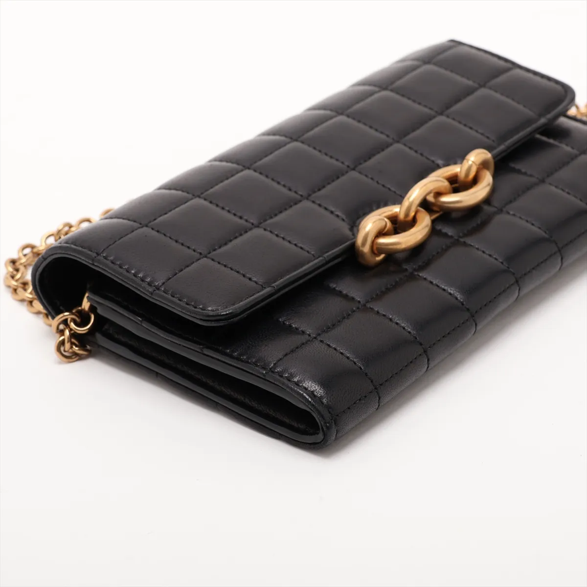 Leather Chain Wallet, Black, 738109 — view 4