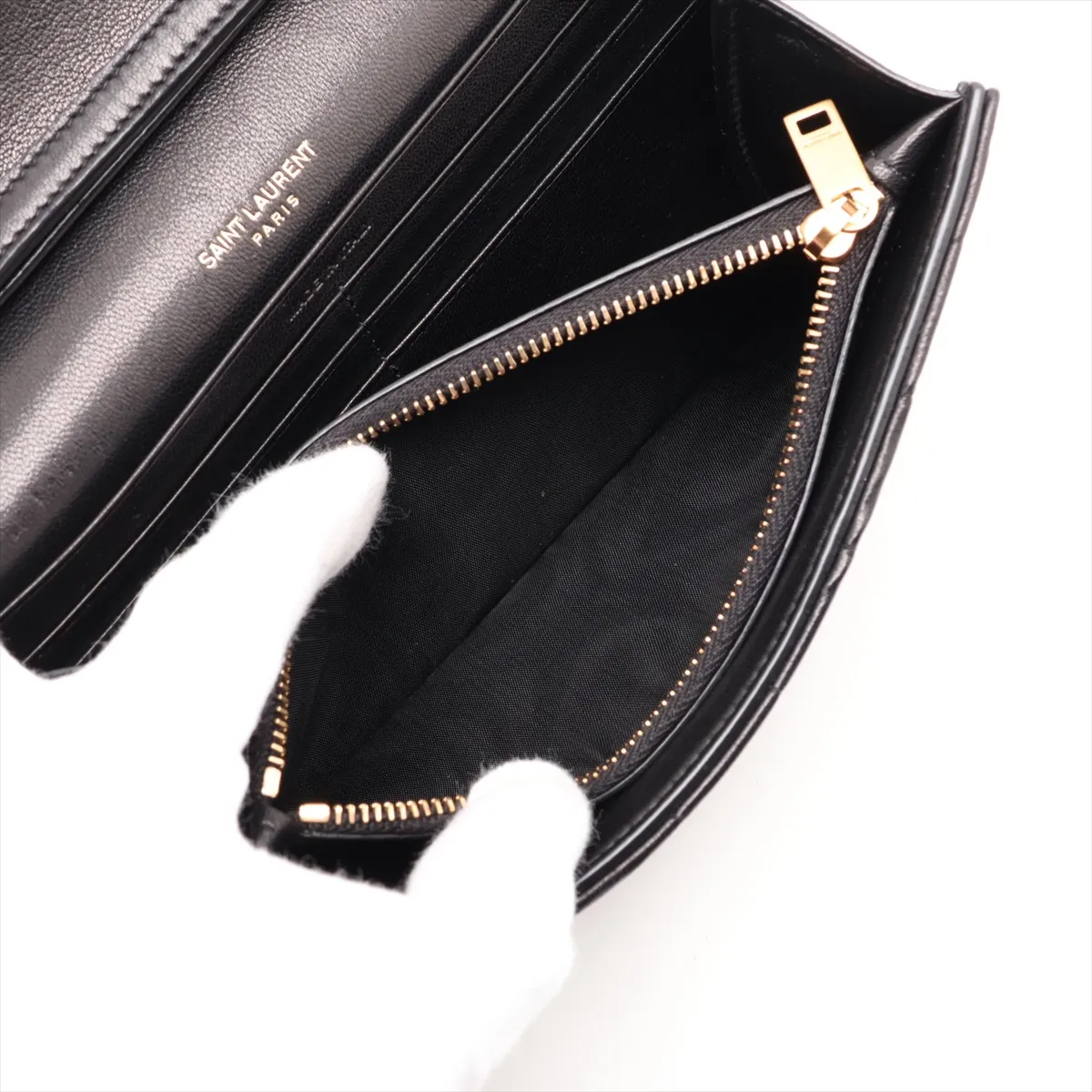 Leather Chain Wallet, Black, 738109 — view 7