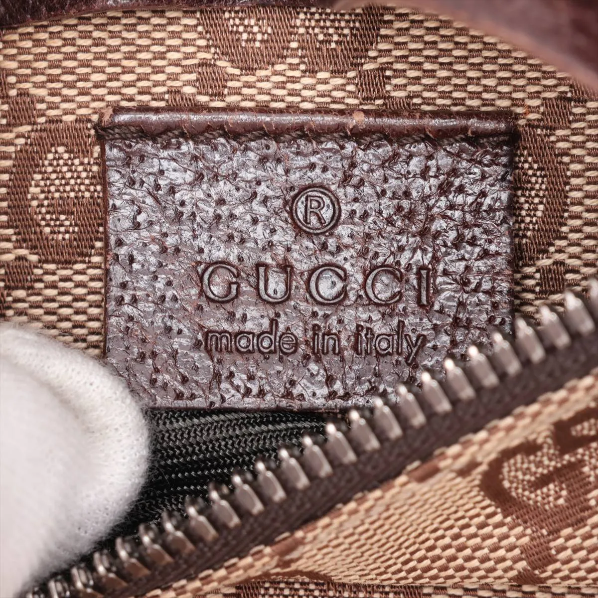 GG Canvas x Leather Waist Pouch Beige x Brown 28566 — view 9