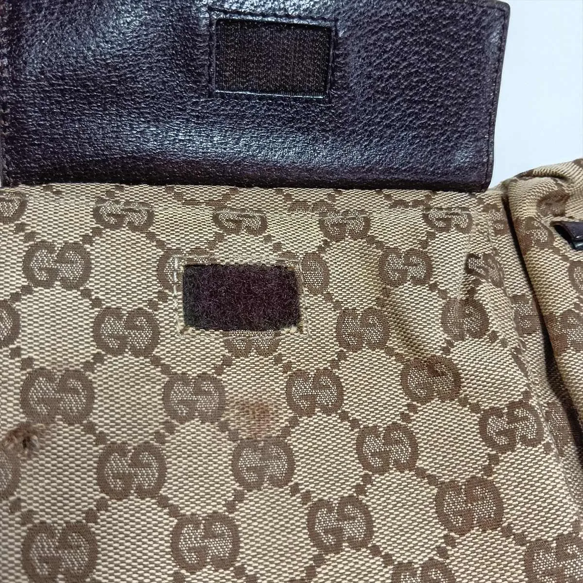GG Canvas x Leather Waist Pouch Beige x Brown 28566 — view 10