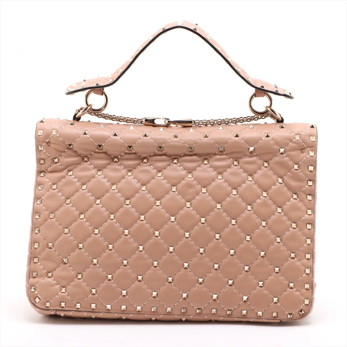 Rockstud Leather 2WAY Shoulder Bag Pink Beige — view 2