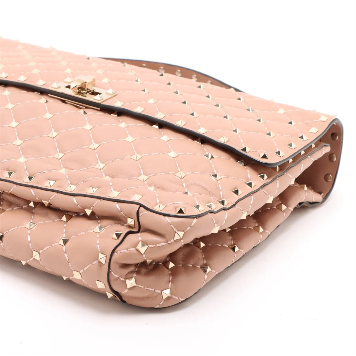 Rockstud Leather 2WAY Shoulder Bag Pink Beige — view 3